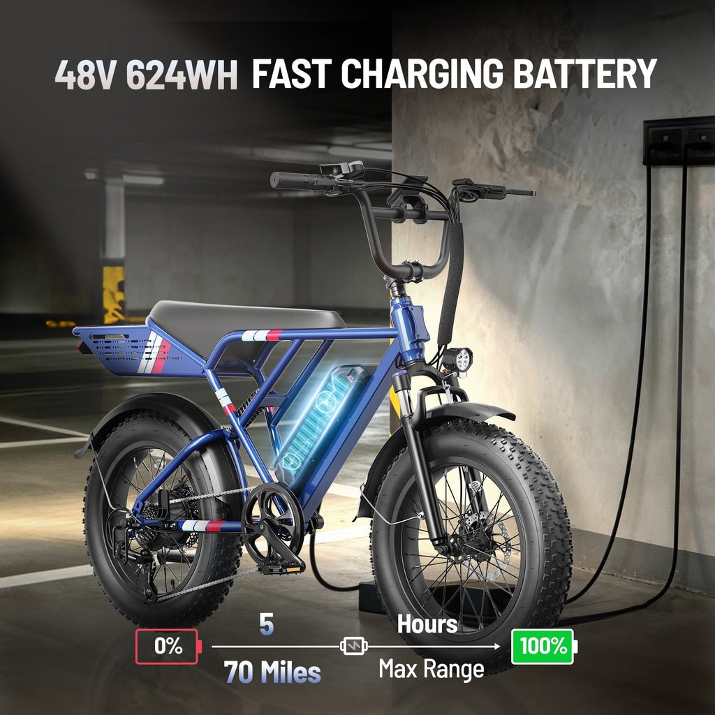 YareYi Electric Bike for Adults, 2000W Peak E-Mountain Bicycle, 20x4 Fat Tire 30mph Ebike, 48V 624Wh Removable Battery 70Miles Range, 7 Speed and Full Suspension UL2849