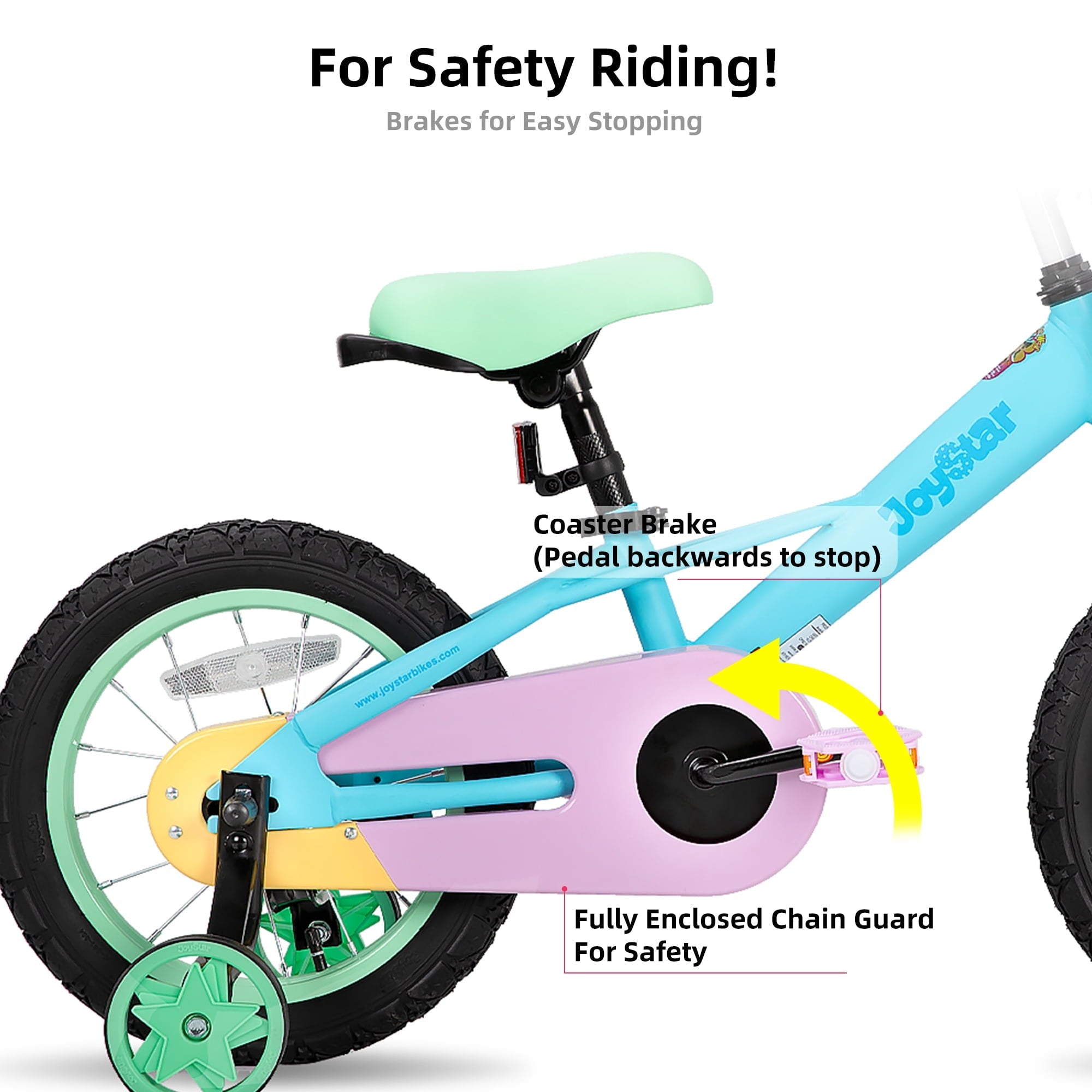 JOYSTAR 12 14 16 Kids Bike for 2-7 Years Girls 33-53 Inch Tall, Rainbow Toddler Bicycle with Basket, Training Wheels & Coaster Brake, 85% Assembled, Macarons