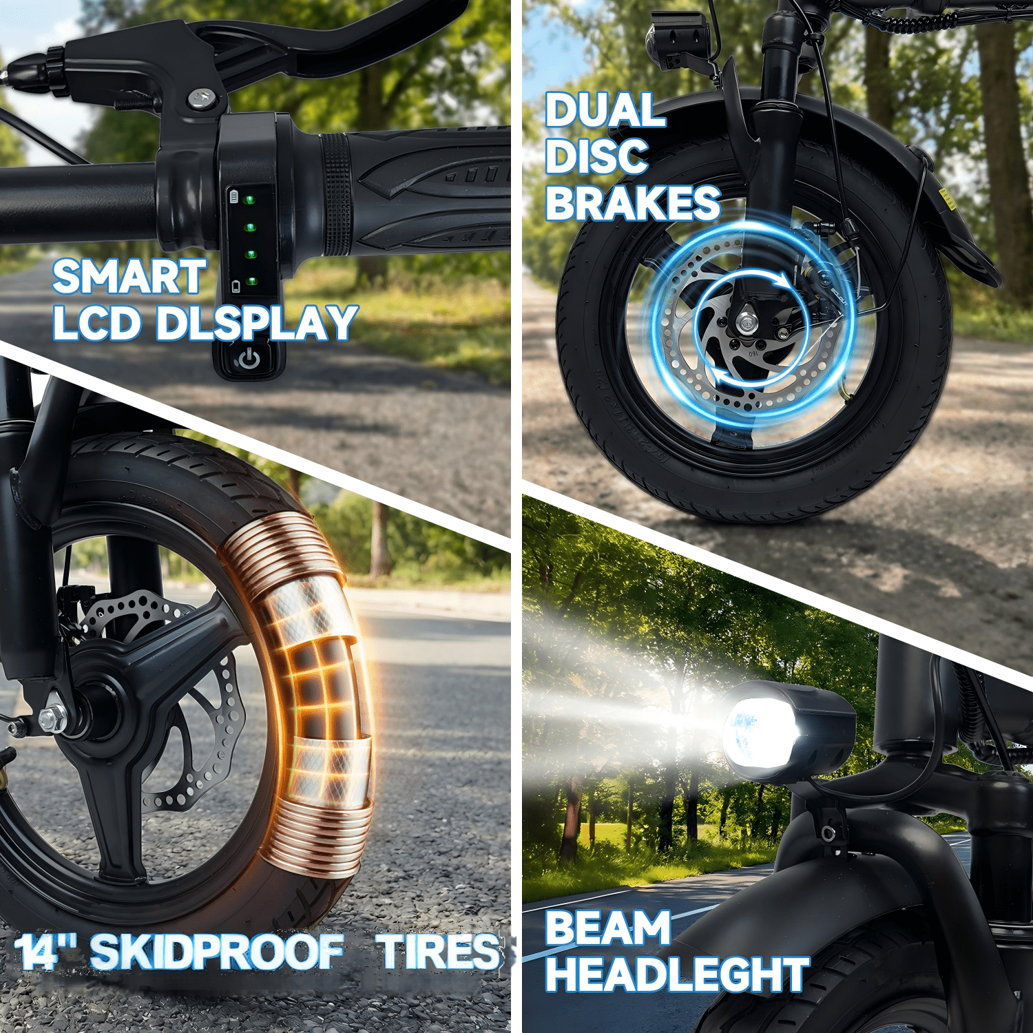 500W Motor 14IN Portable Folding Ebike  20mph  High Energy Storage Removable Battery,up to 30 mile Electric bicycle for Adults ,UL 2849