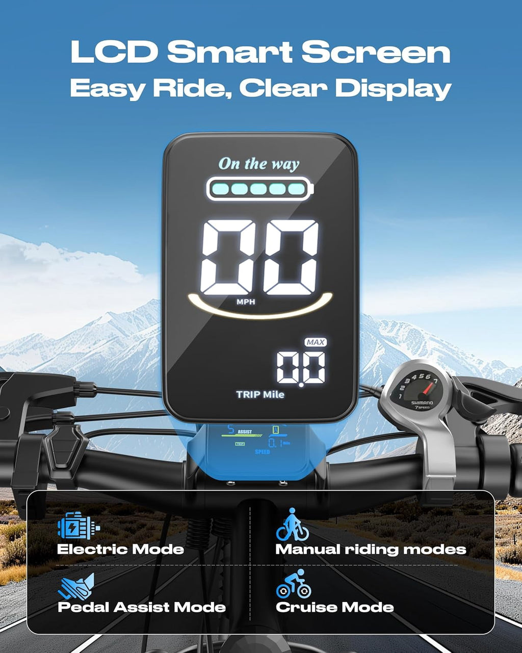 Electric Bike for Adults, 26 E Bike with 1500W Peak Motor, 25 MPH, 50+ Miles Range Electric Bicycle, UL 2849 Electric Mountain Bike