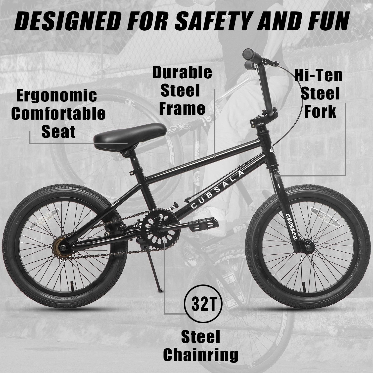 cubsala 18 in Freestyle BMX Kids Bike for Age 5-8 Years Old Boys Girls,Blue