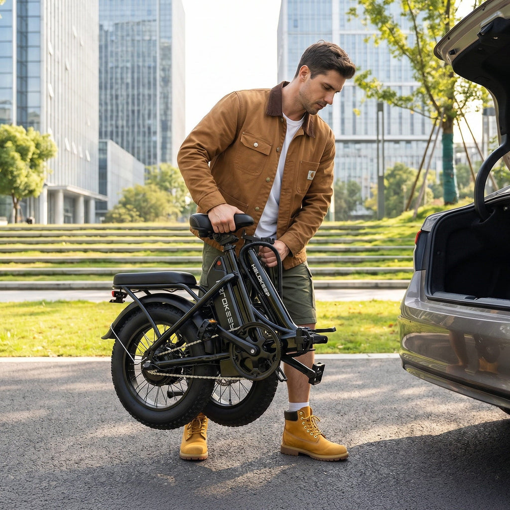 750W 1200W Folding Electric Bike for Adults, 48V 10Ah Removable Battery, 16 Fat Tire Ebike, Dual Disc Brakes & Front Suspension, UL 2849, Black