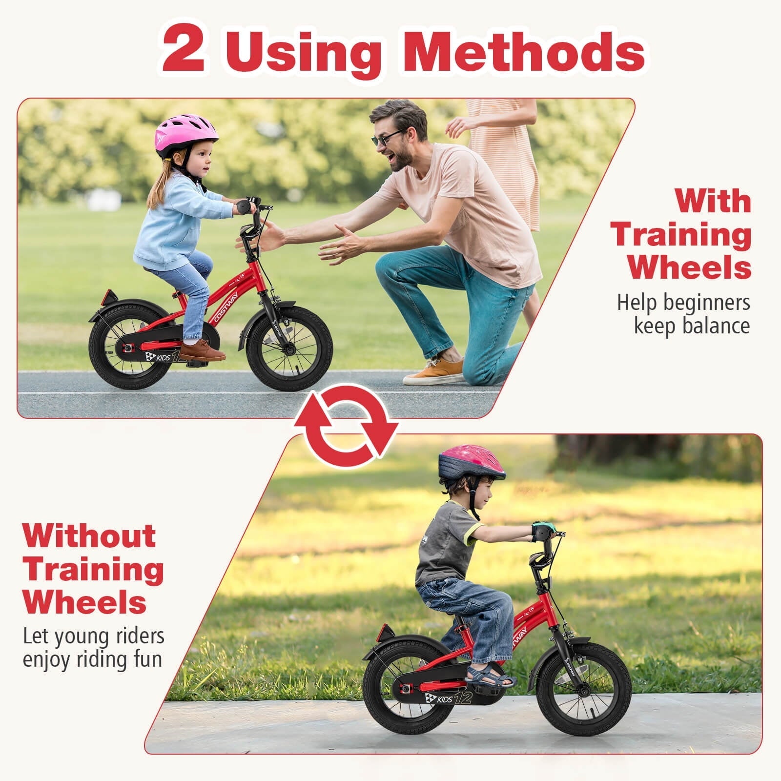 Costway 12 Kids Bike for 3-4 Years Old Boys & Girls with Adjustable Seat Handbrake Reflectors Blue