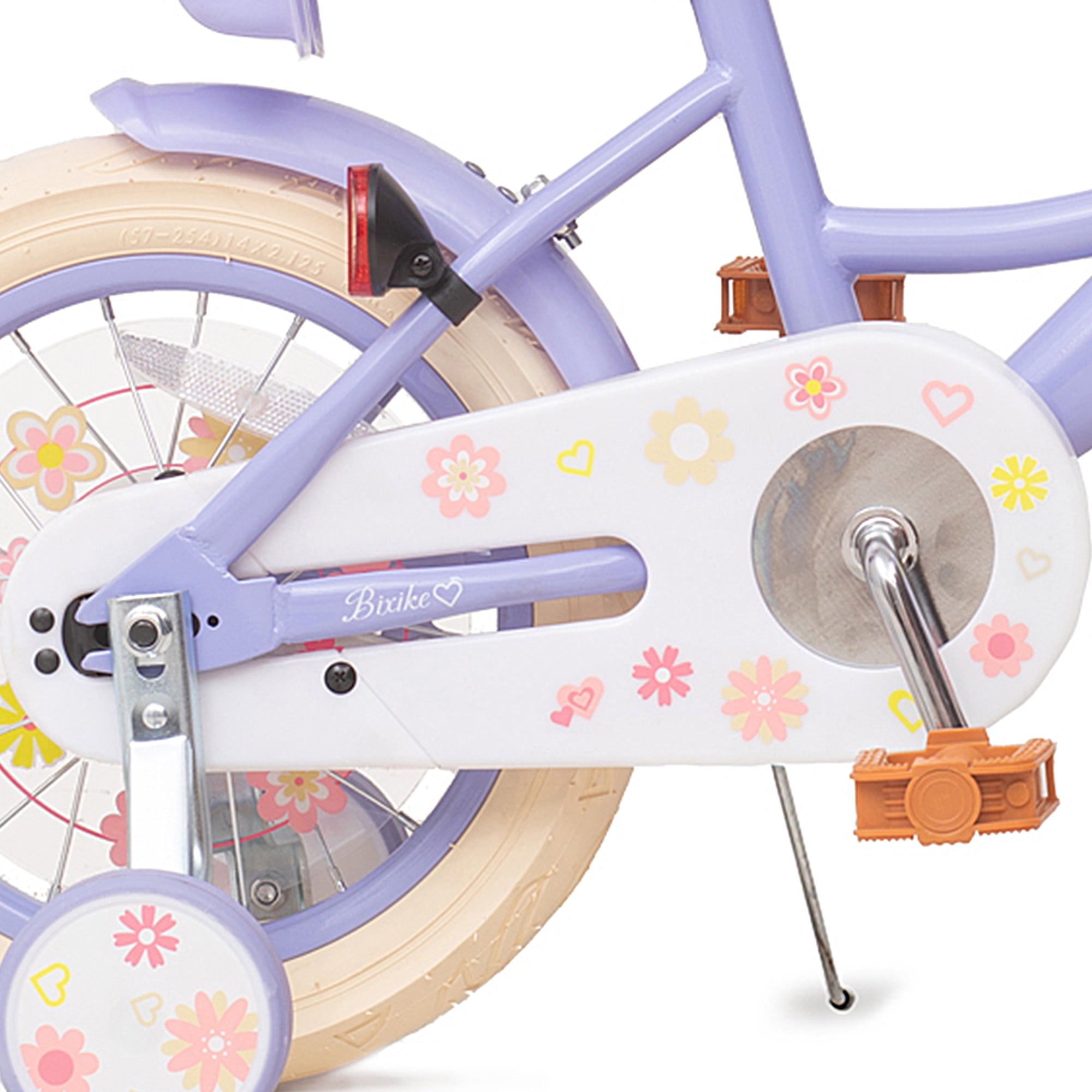 ACEGER 14 Inch Girls Bike with Basket, Training Wheels, Doll Seat, Purple Kids Bicycle for Ages 3-5
