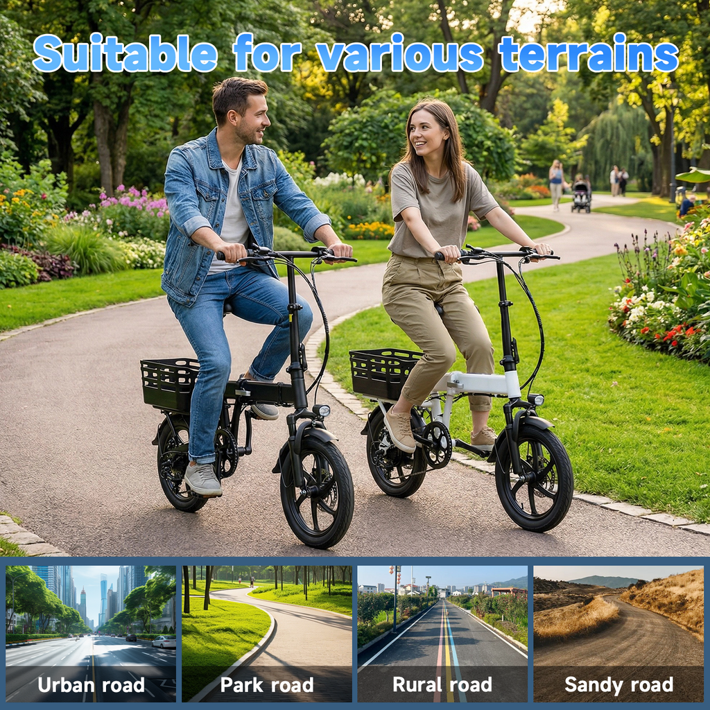 14 Folding Electric Bike for Adults with Basket,500W Peak Motor,20MPH 35 Miles,432Wh Battery,Commuting/Shopping Mini Ebike,UL2849