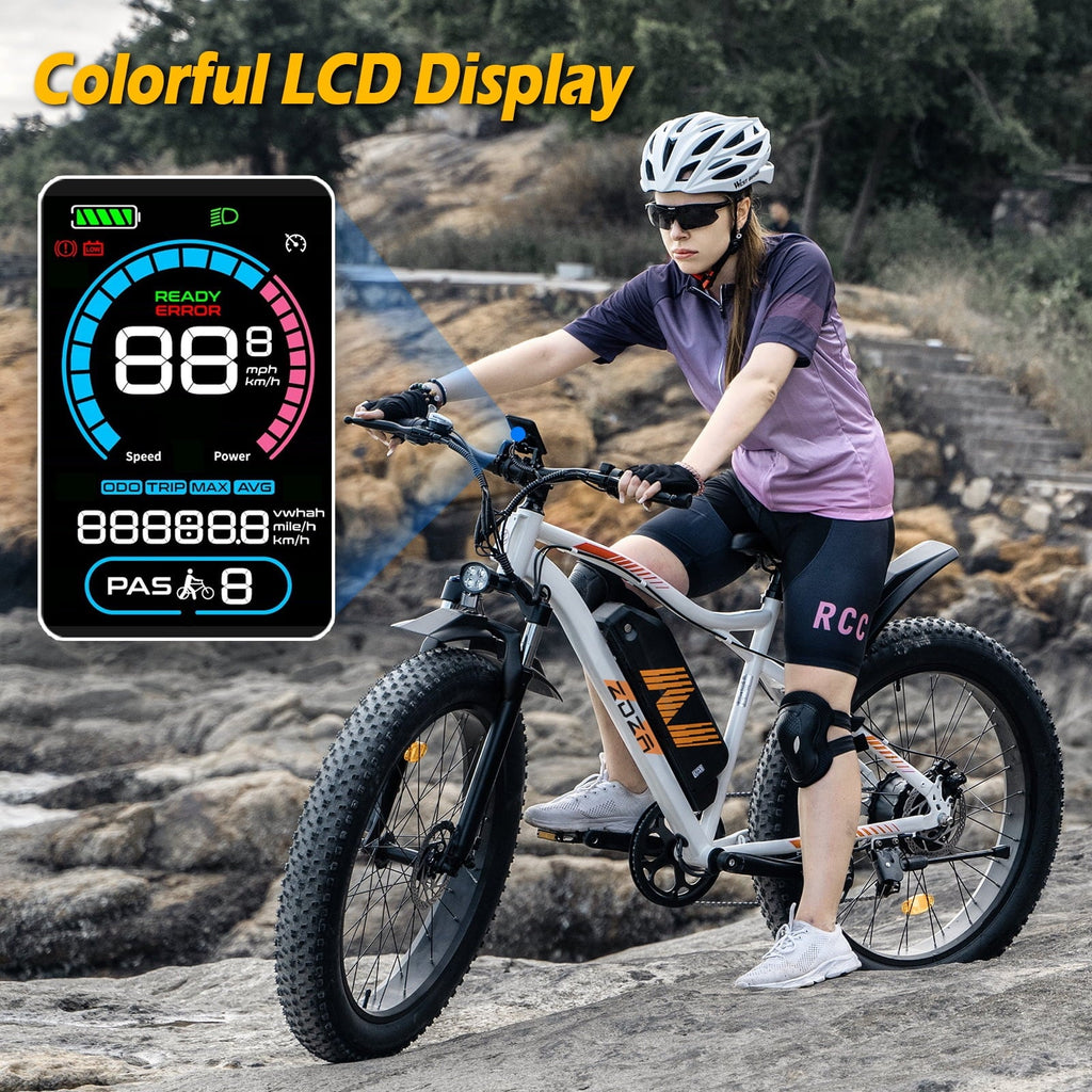 ZDZA Electric Bike for Adults, Peak 1500W Motor E-Mountain Bicycle, 26 Fat Tire 28mph Ebike, 48V 15Ah Removable, Dual Suspension with Shelf UL2849, Black