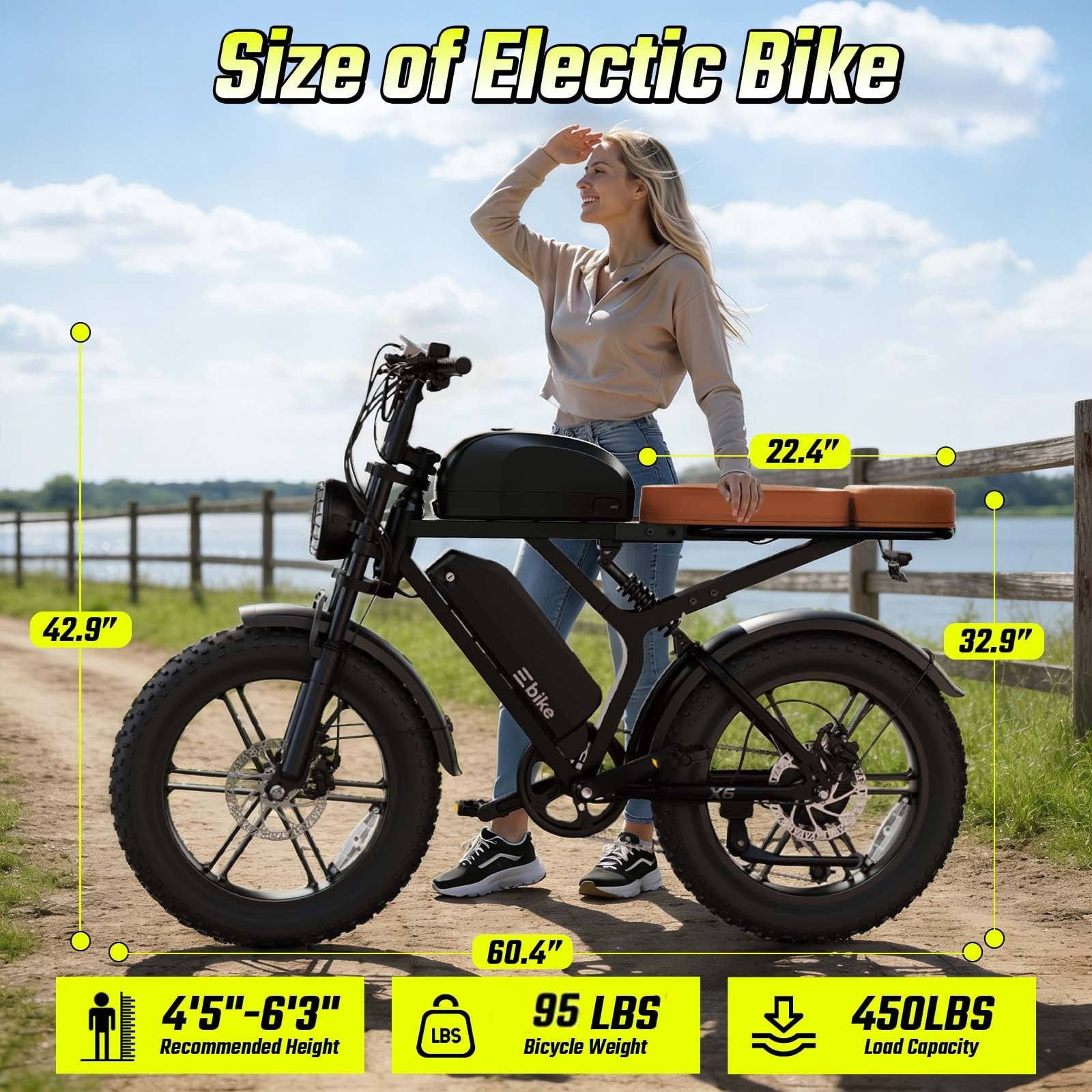SISIGAD Electric Bike for Adults,20x4.0 Fat Tire E Mountain Bicycle,Peak 1500W Motor 48V15Ah Battery UL2849