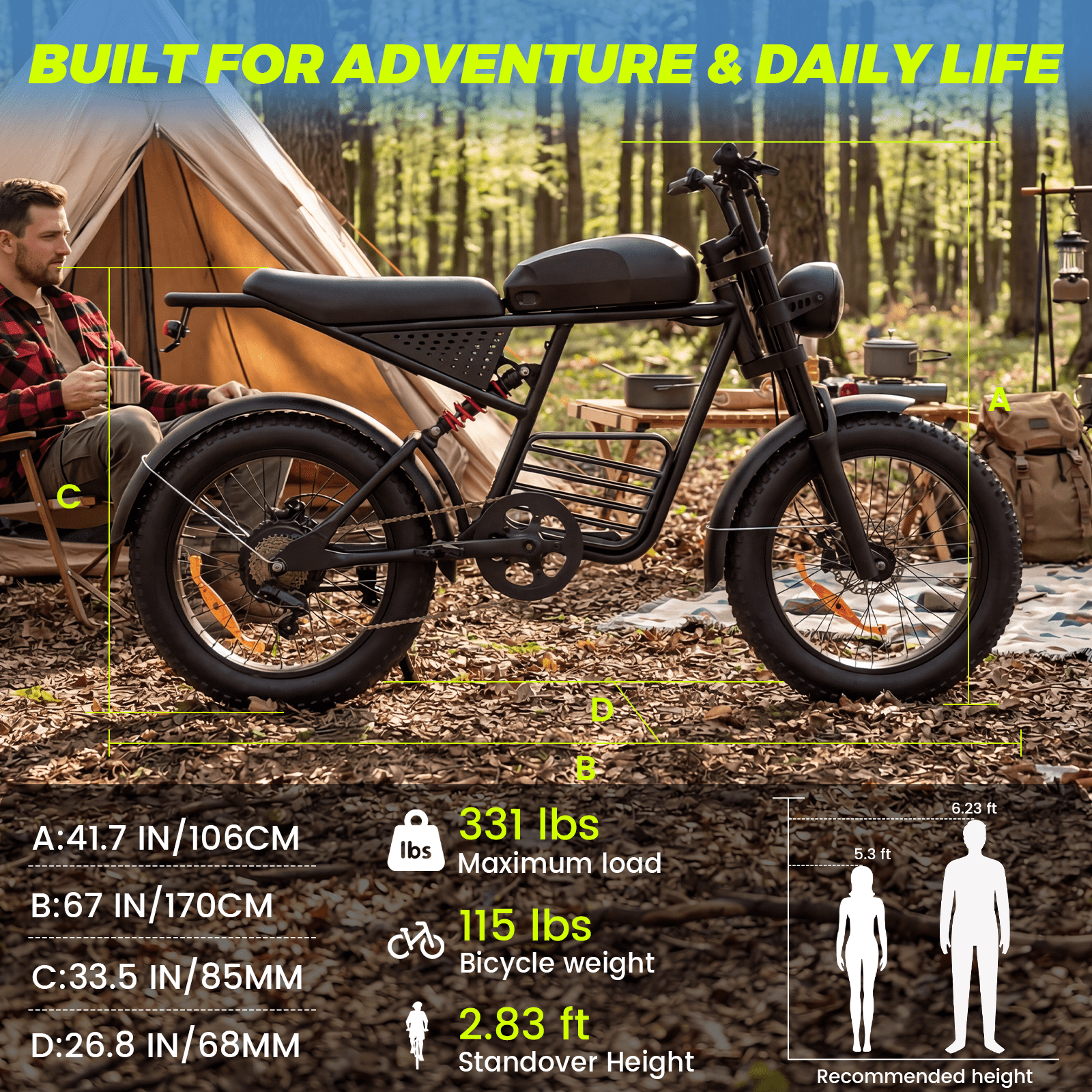 Electric Bike for Adults, 1000W Dirt Bike, 30MPH, 48V 15Ah E-Bike, 30-40 Miles Electric Bikecycle, 20 Fat Tire Off-Road Bike, All Terrain for Mountains, Snow, Sand, Road