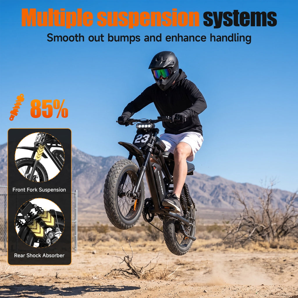 HiKeep 750W 1500W Fat Tire Electric Bike for Adults, 48V 17.5Ah Battery Ebike, Full Suspension E-Bike, Long Range Mountain Electric Bicycle, UL2849
