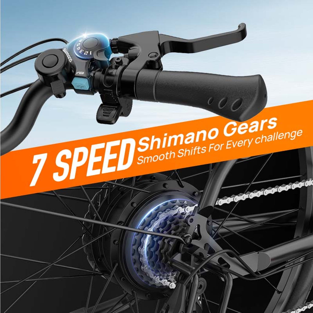 URLIFE 26 Electric Bike for Adults,750W Peak Motor,48V 10.4Ah Removable Battery, 60 Miles Range, 7-Speed City Commuter Ebike,UL2849-White
