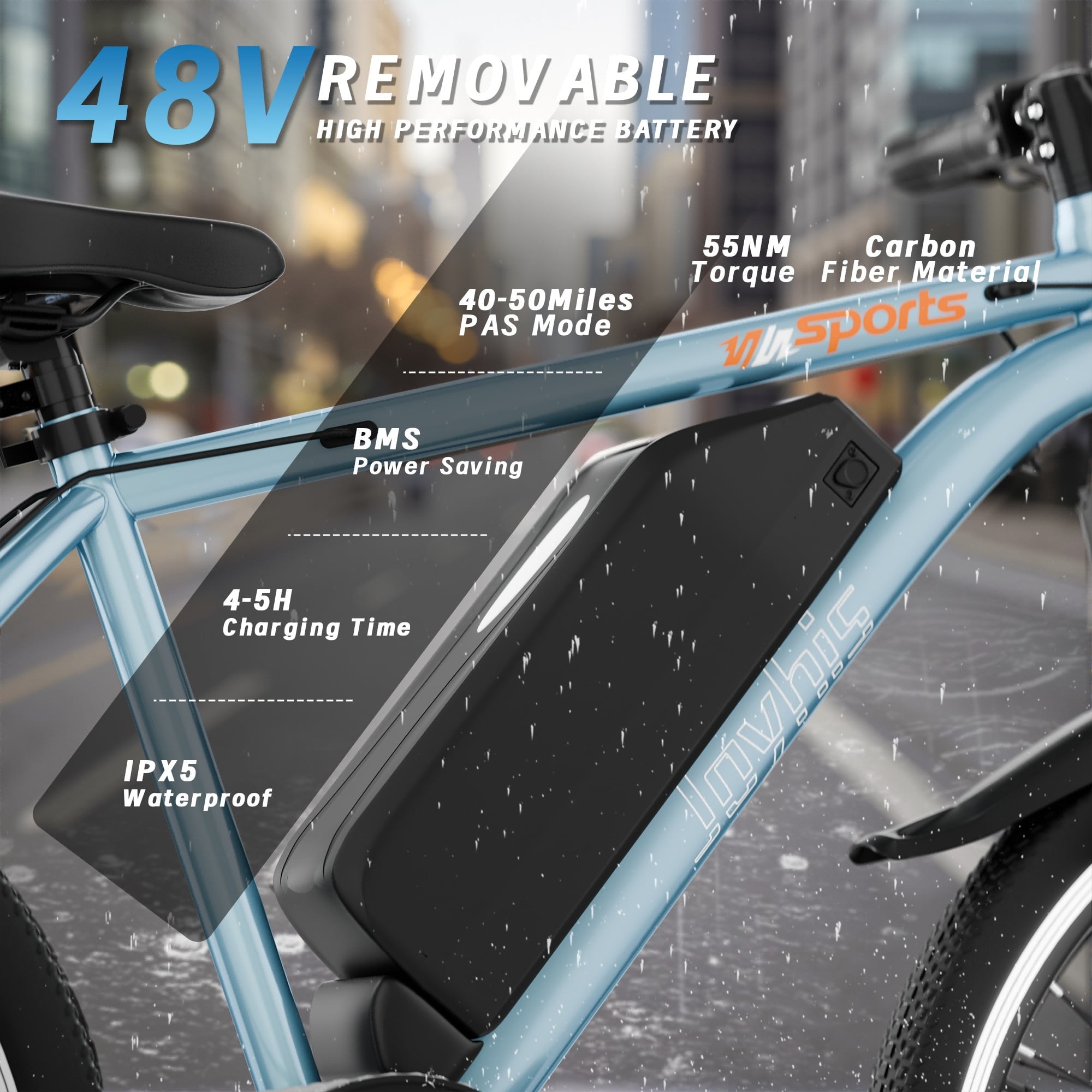 Electric Bike for Adults, 26'' Up to 50 Miles 22MPH Electric Mountain Bike with 48V 430W Removable Battery UL2849 (Blue)