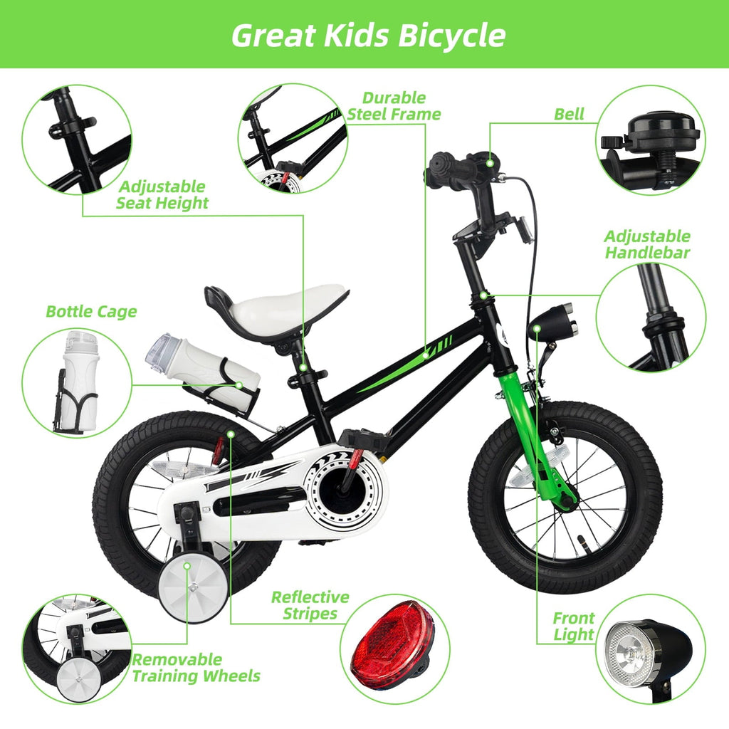 KORIMEFA Kids Bike Boys Bicycle 14 inch for Children Age 4-8 Years Old, Toddler Sport Cycling with Training Wheels, Water Bottle Holder, Blue