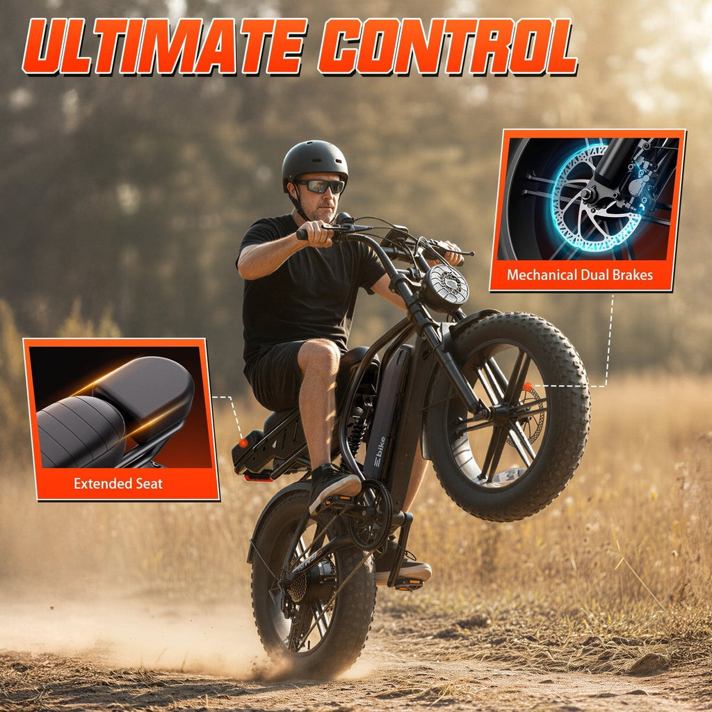 TST Electric Bike for Adults, 750W Peak 1500W Motor, 20x4 Fat Tire E Bicycle, E Mountain Bike, 48V/15AH UL2849, App Control
