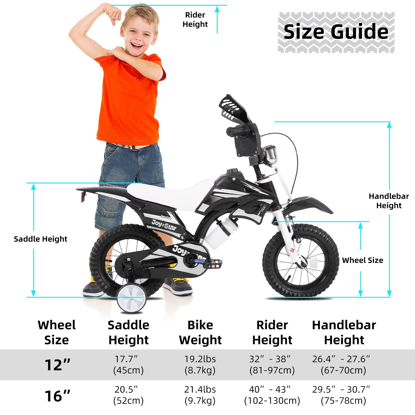 JOYSTAR Motocross Style Kids Bike for Boys Girls Ages 4-7 Years, 16 Inch Children Bicycles Blue