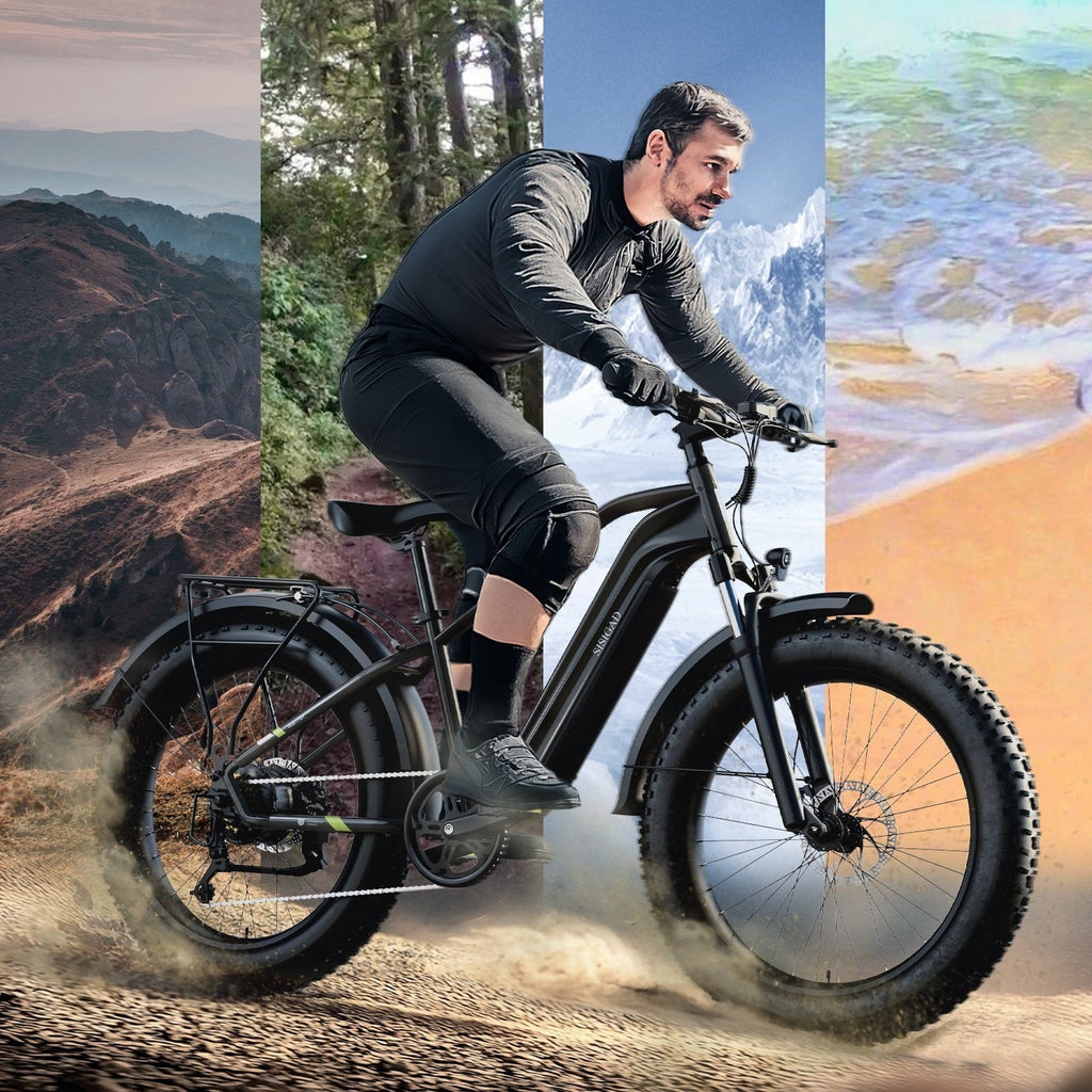 SISIGAD Electric Bike, Peak 750W 28 Mph E-Mountain Bike for Adults, 48V/500WH Battery, 26 Off-Road Tires, UL2849, White Gray