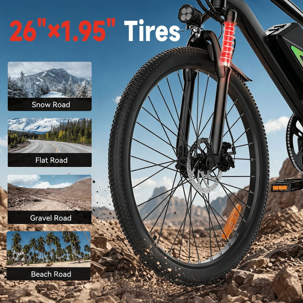 iSinwheel 750W Peak Electric Bike Adult,26 Mountain Bicycle Professional,Front Dual Shock Absorption Ebike,Up 20MPH,55 Miles,35 Speed,42V 13AH Removable Battery,Black