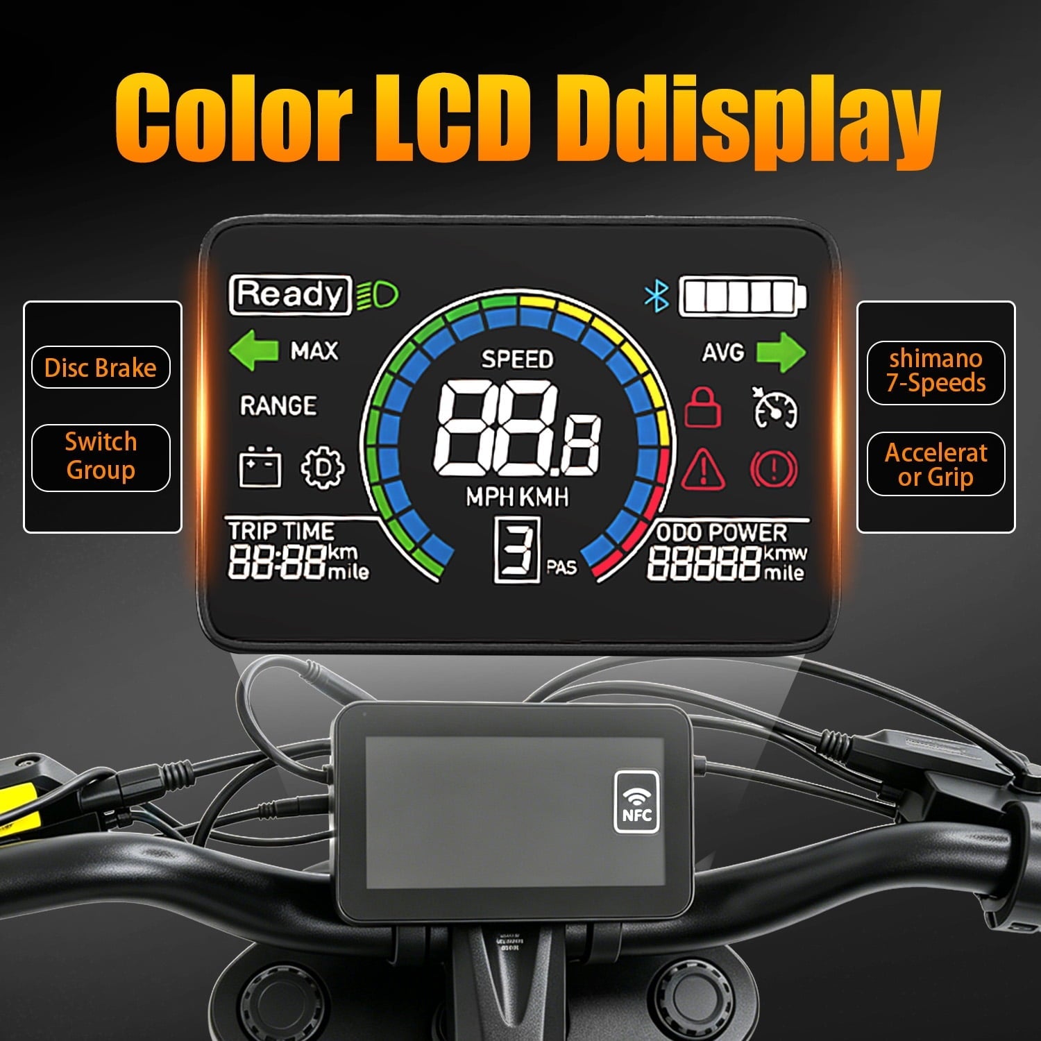 AONPO A20 Pro Electric Bike for Adults, 20*4.0 Fat Tire E-Mountain Bicycle,Peak 2000W Motor 52V 22.5Ah 7-Speed E-Bike UL2849, LCD Display with NFC Unlock