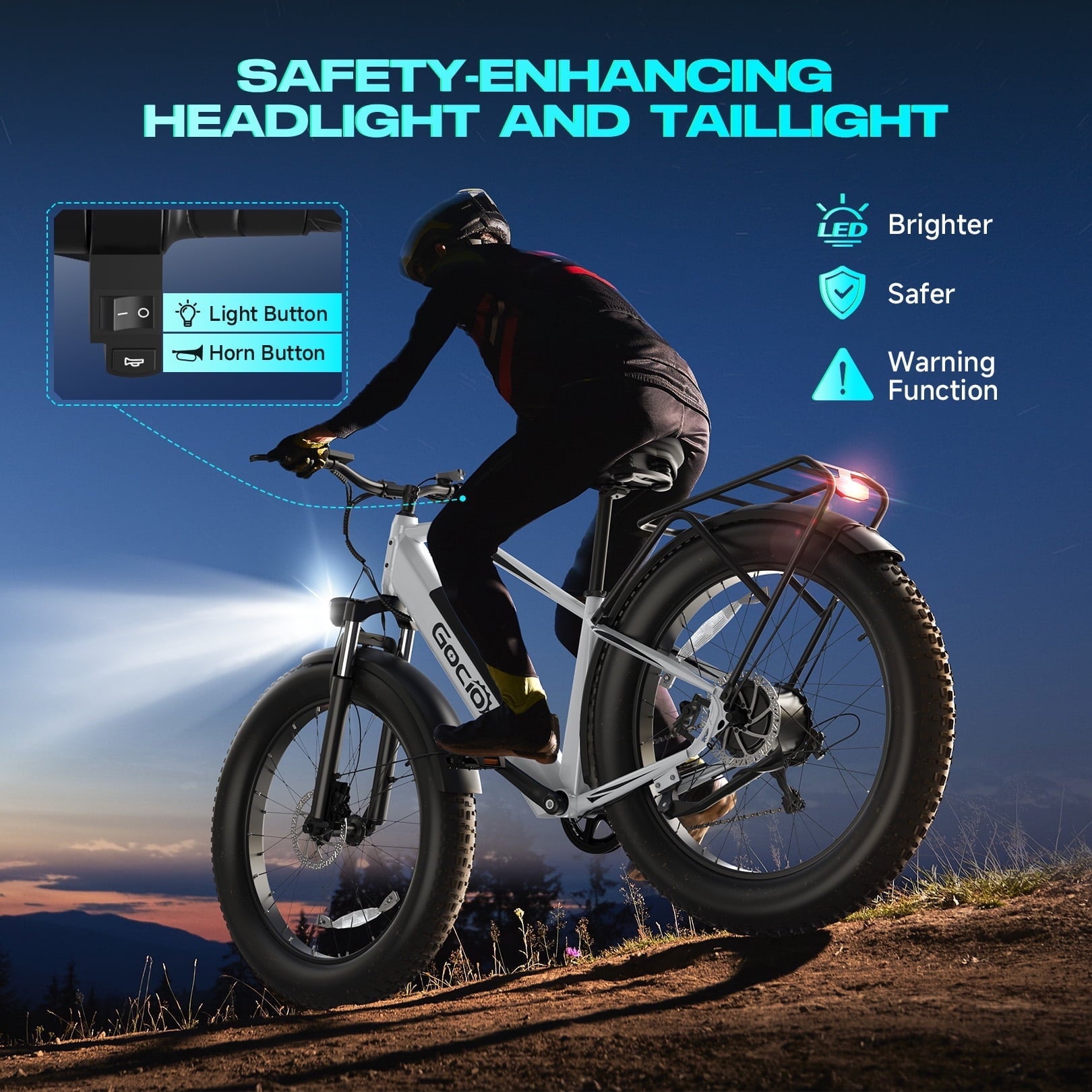 Gocio UL2849 Certified 26x4.0 Fat Tire Electric Bike for Adults, 1500W Peak Motor, 48V 15Ah Battery, 25MPH Max Speed, Off-Road Mountain E-bike