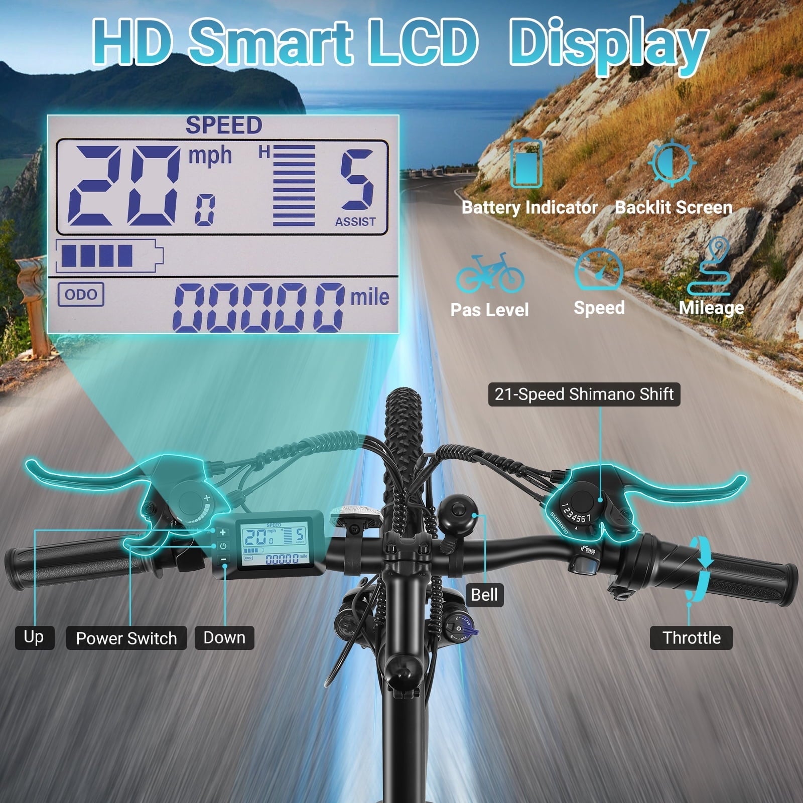 Gocio UL2849 Certified 26 Electric Bike for Adults, 750W Peak Motor, 48V 7.8Ah Battery, 20MPH Max Speed, Off-Road Mountain E-bike