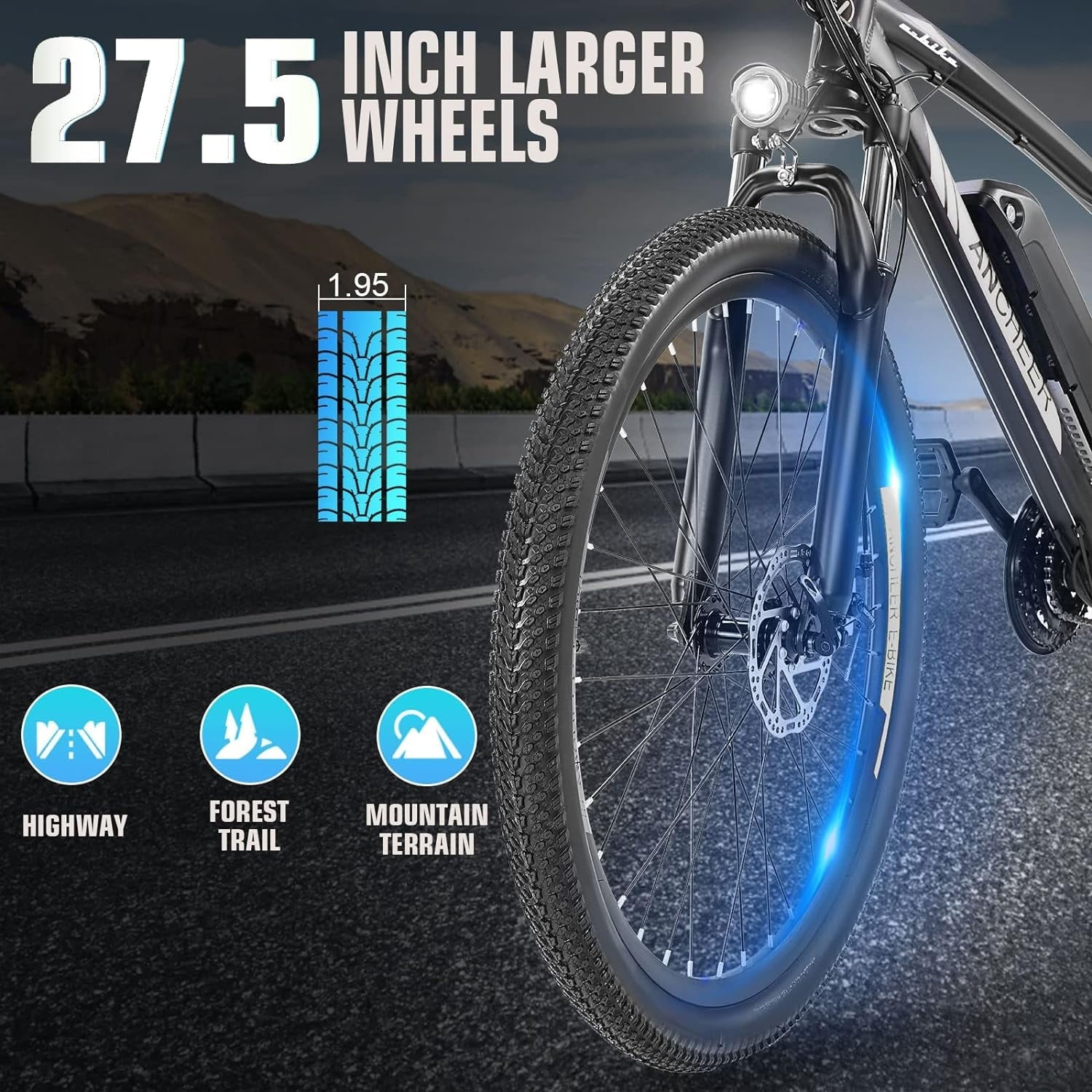 ANCHEER 500W Electric Bike for Adults 27.5 Electric Mountain Bike 3 Hours Fast Charge, Ebike for Adults with 48V 10.4Ah Removable Battery, Electric Bicycles LCD Display UL2849