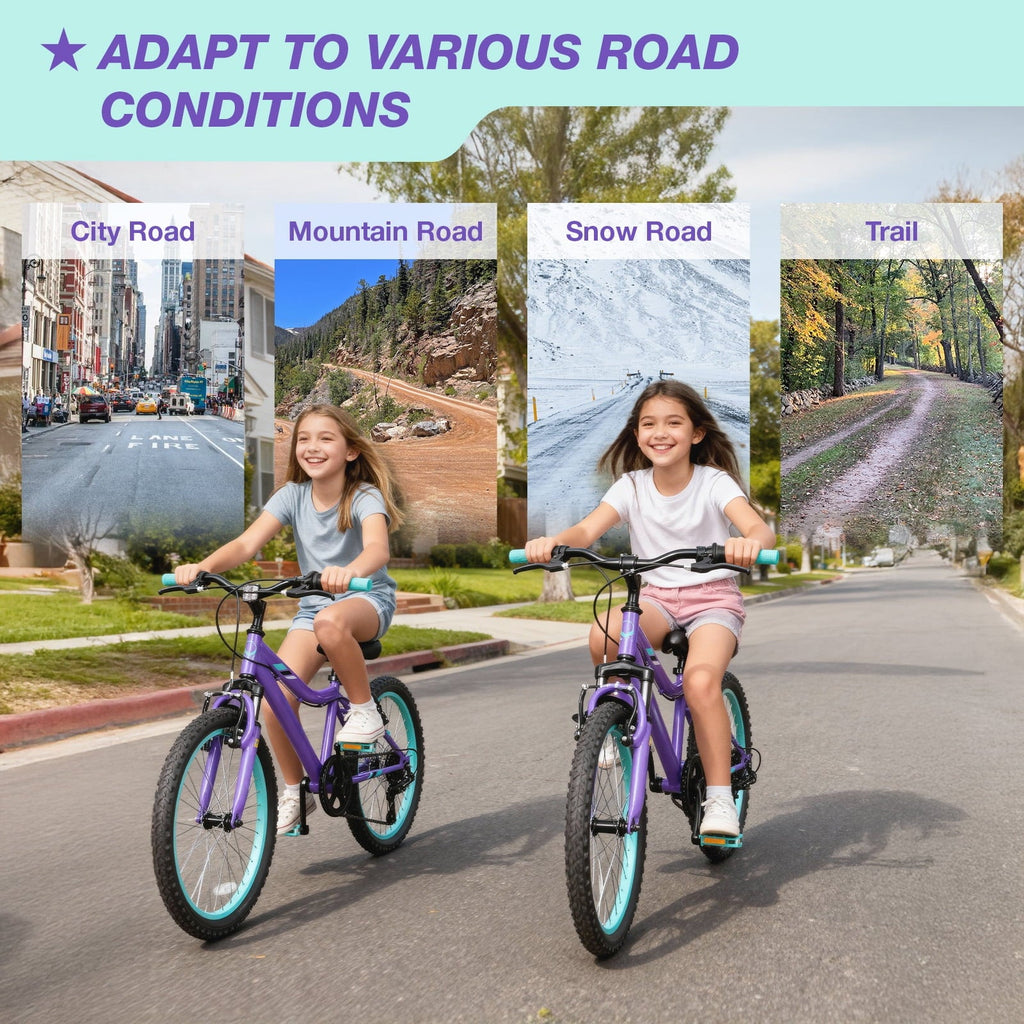 Hykolity 20 inch Kids Mountain Bike, 6 Speed Kid Bicycle Age 6-11 Year Old with Front Suspension Fork, Adjustable Seat Height, Pink