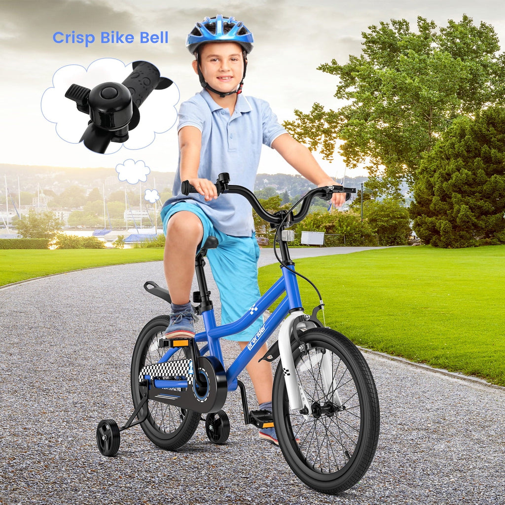 Costway 14'' Kid's Bike with Removable Training Wheels & Basket for 3-5 Years Old White