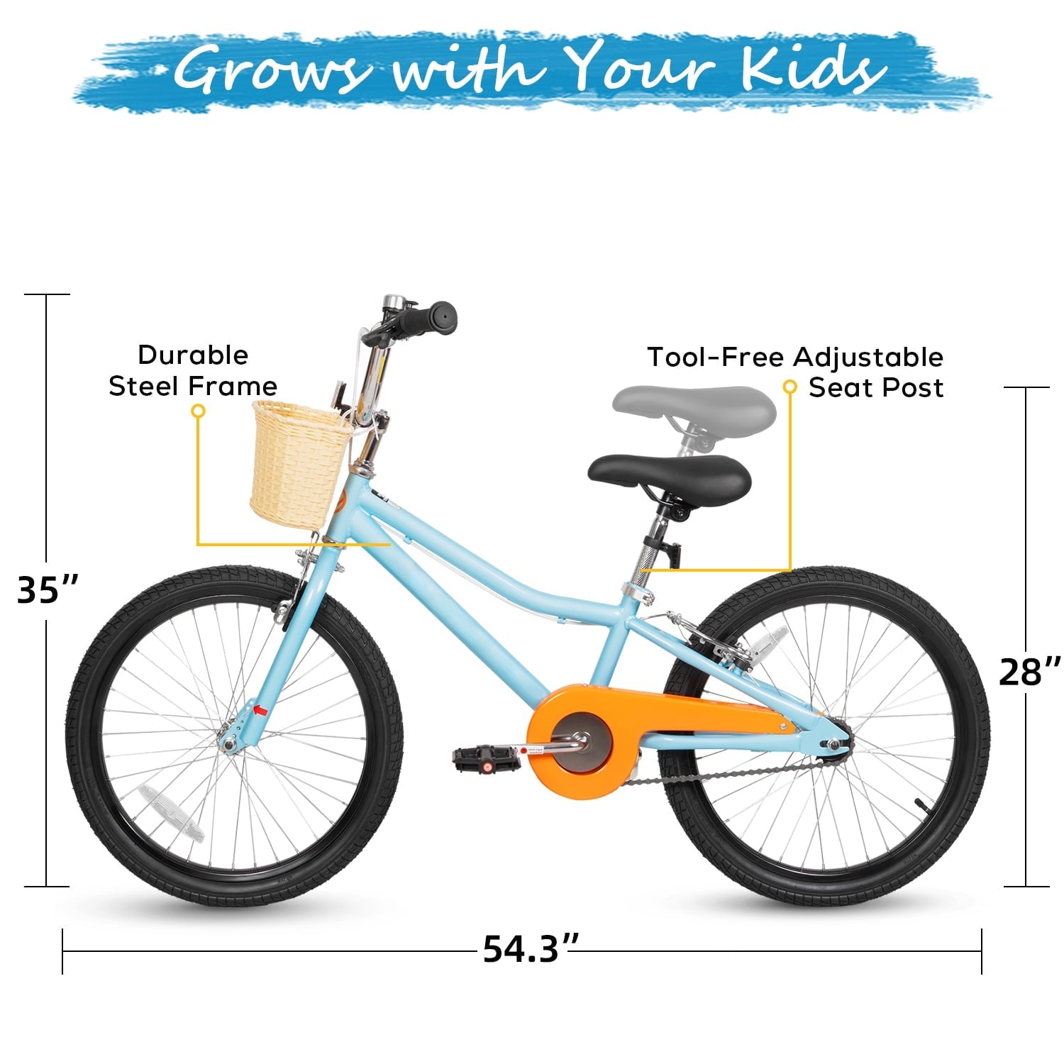 Hykolity 20 Kids Bike Age 6-12 Boy Girl Bicycle Coaster Brake Children Bike For Tween Height 48-62 Teen Sport Outdoor Riding Navy Blue