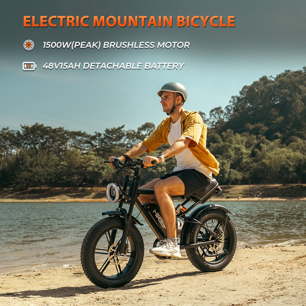HiKeep 20 Fat Tire Electric Bike for Adults, 750W 1500W Peak Motor, 48V 17.5Ah Removable Battery E-Mountain, Full Suspension Dirt Ebike, UL2849