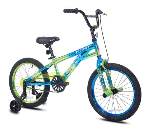 18 Kent Glitch BMX Child Bicycle, 18 Wheels, Kids Ages 6-12 Years, Blue/Green