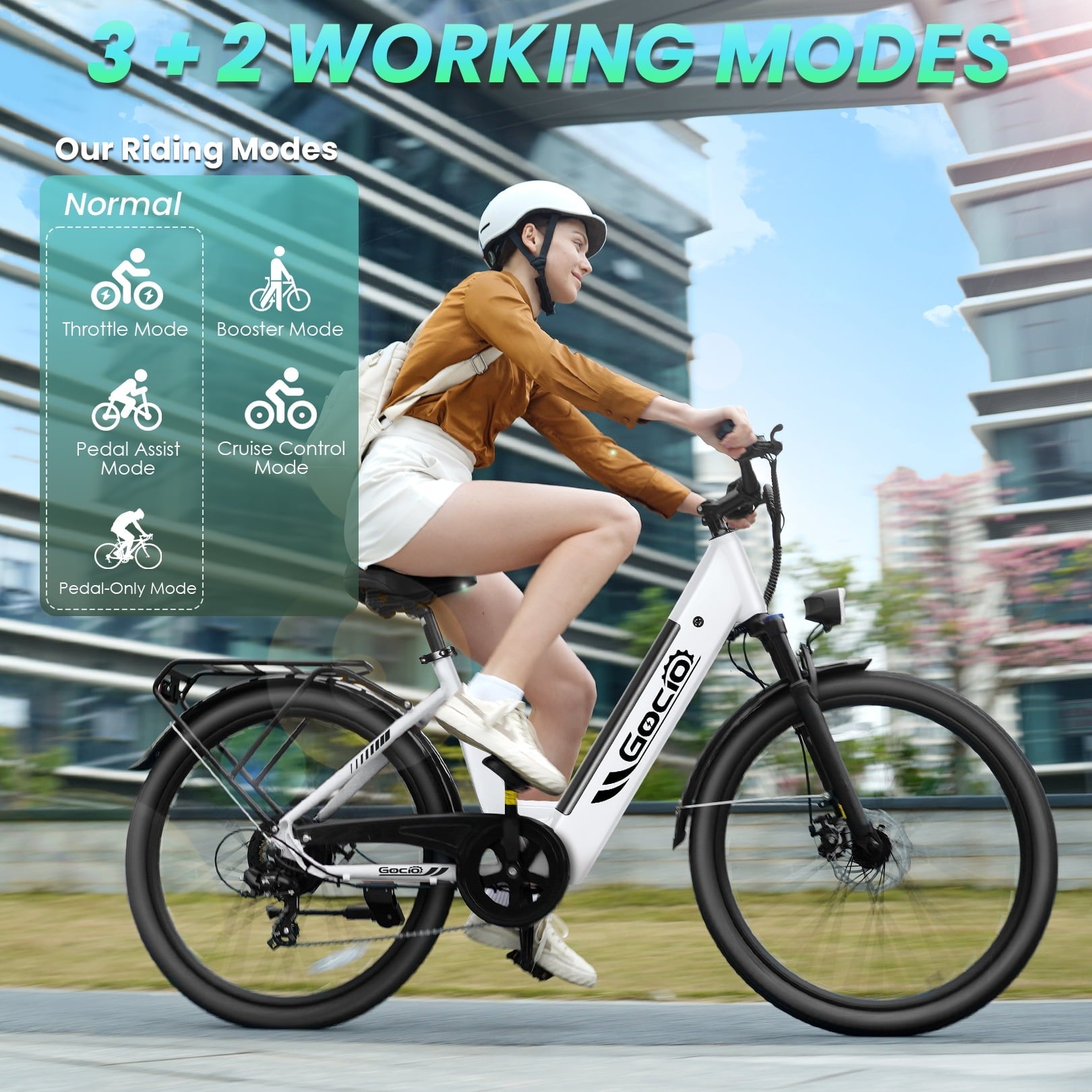Gocio 26 x 2.1 Electric Bike for Adults, 500W Commuter Ebike, 48V 720wh Built-in Battery, 5 Riding Modes, Max 60 Miles, LCD, Lockable Front Suspension Step Thru E Bikes UL 2849