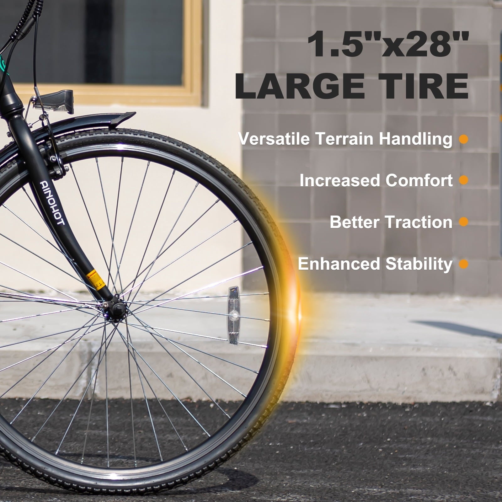 AINOHOT Urba Electric Bike for Adults, 500W Peak Ebike, 28 Step-Thru Electric Bicycle, 15MPH 56Miles E Bike for Men