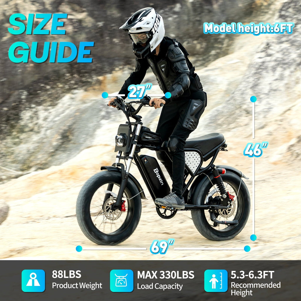Peak 1500W Electric Bike for Adults,48V 20Ah,Max 80miles & 28mph Electric Bicycle, 20 Fat Tire Full Suspension Mountain Bike UL2849