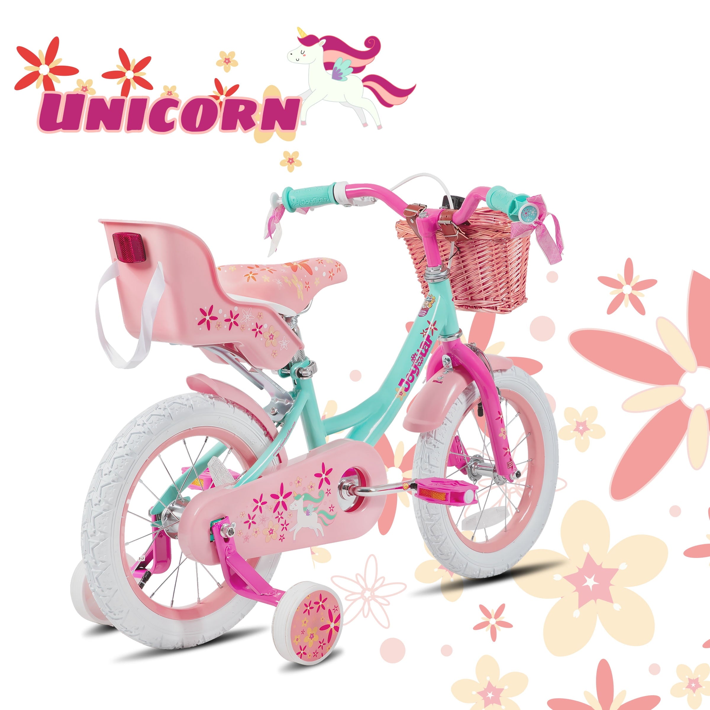 Joystar Unicorn 12inch Girls' Bike, Mint Purple
