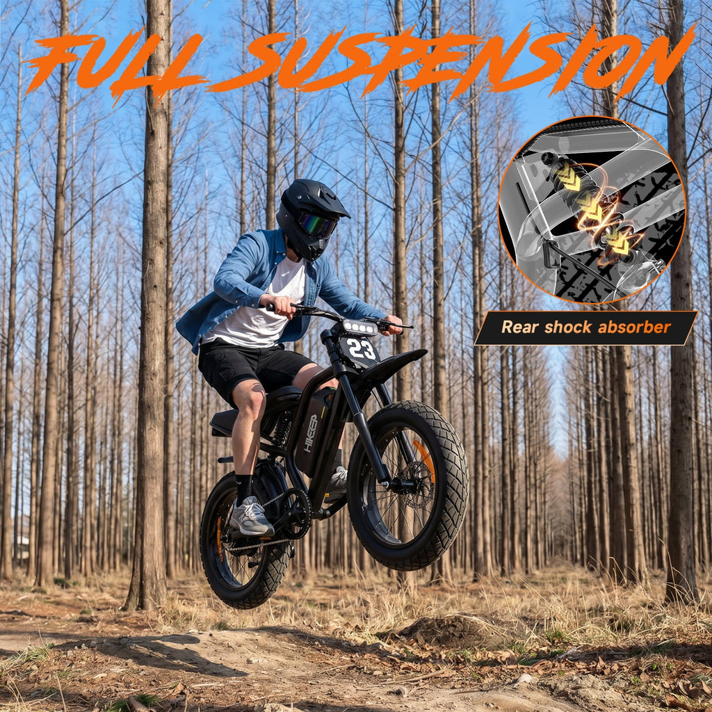 HiKeep 20 Fat Tire Electric Bike for Adults, 750W 1500W Peak Motor, 48V 17.5Ah Removable Battery E-Mountain, Full Suspension Dirt Ebike, UL2849
