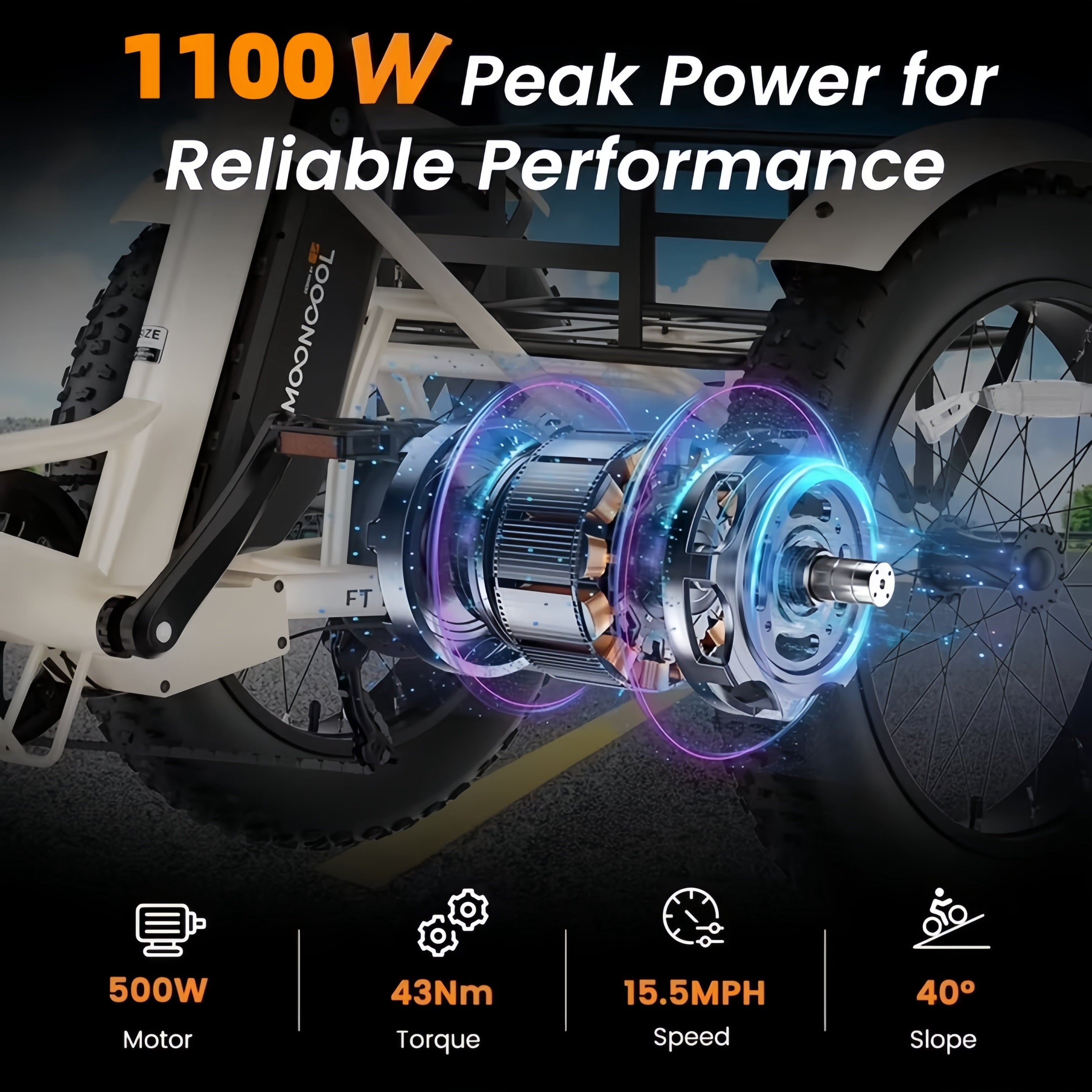MOONCOOL Folding Electric Tricycle for Adults, 20 x 4 Fat Tire Electric Trike, 48V Peak 1092W  Electric Bicycle, 3 Wheels 7 Speed Ebike w/ 14.5Ah Removable Battery& Speed Differential Mechanism
