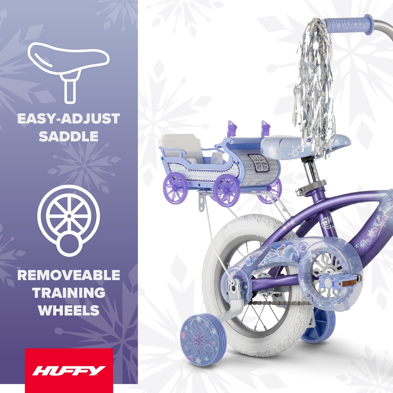 Huffy 12 Disney Frozen Kids' Bike, Fits Riders 37”-42”, Purple, Youth, Girl's