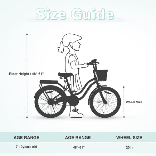 20 inch Girls Bike for 7-10 Years Old Kids, SHINPT Kids Bicycle with Basket & Lightweight, Comfortable City Bikes with Rear Rack and Basket, Pink