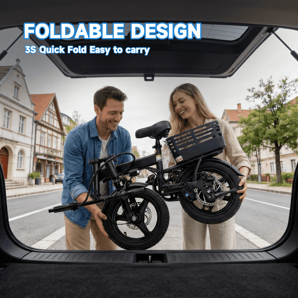 BroPath Electric Bike for Adults, Ebike, Electric Bicycle with 576WH Removable Battery,14 Folding Ebike, 21MPH,20+ Miles(MAX),500W High Motor,Multi-Shock Absorption,Commuting Mini E Bikes,UL2849