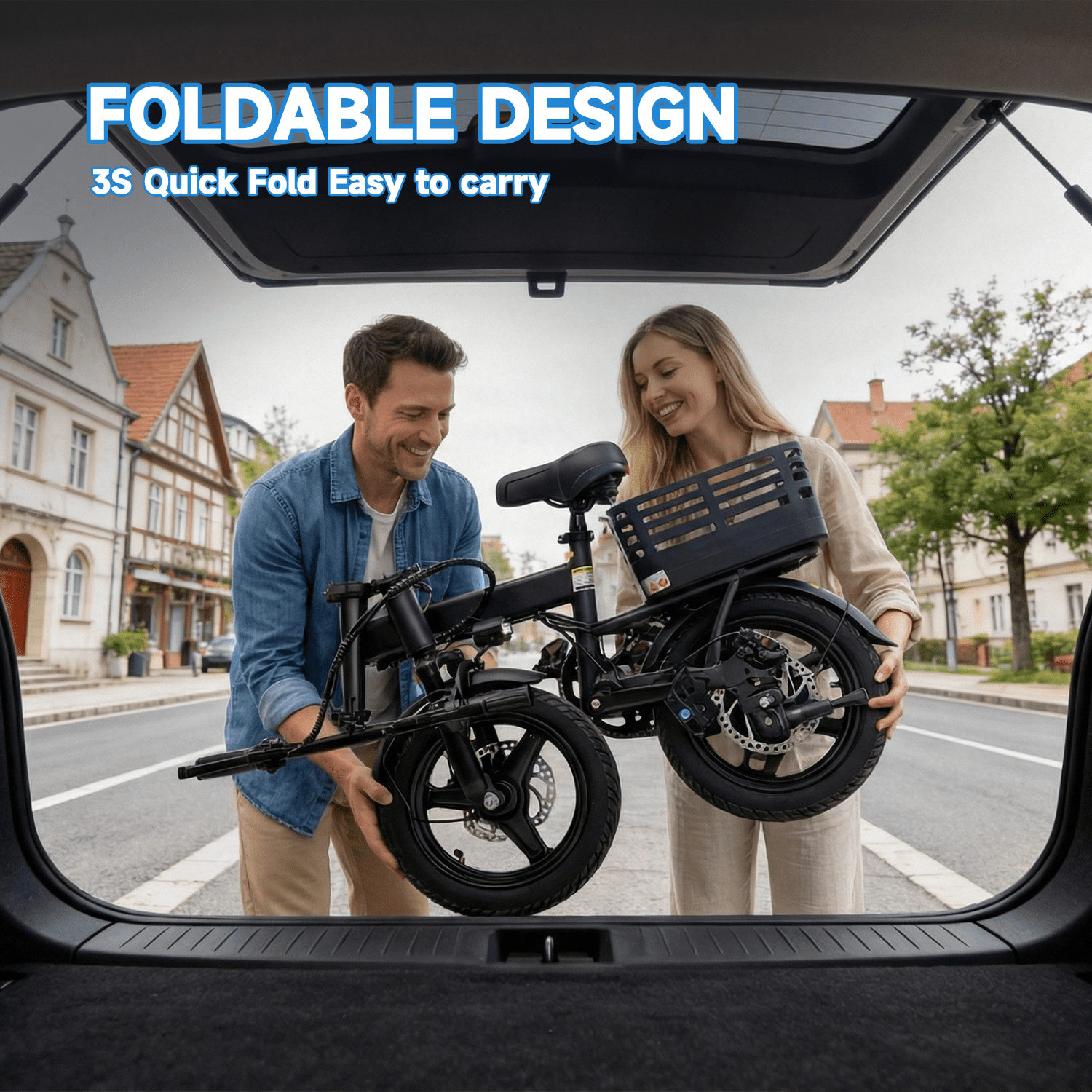 BroPath Electric Bike for Adults, Ebike, Electric Bicycle with 576WH Removable Battery,14 Folding Ebike, 21MPH,20+ Miles(MAX),500W High Motor,Multi-Shock Absorption,Commuting Mini E Bikes,UL2849