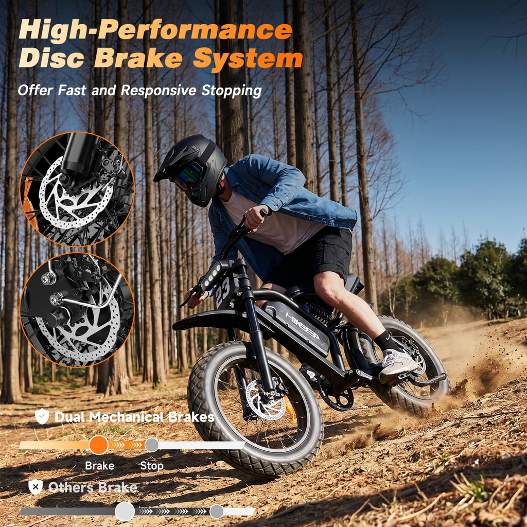 HiKeep 20 Fat Tire Electric Bike for Adults, 750W 1500W Peak Motor, 48V 17.5Ah Removable Battery E-Mountain, Full Suspension Dirt Ebike, UL2849