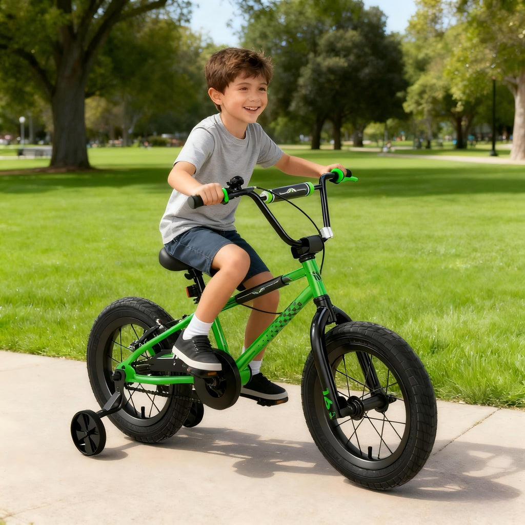 Korimefa Kids Bike, 14 inch Boys Bike BMX Style Bicycle with Training Wheels Coaster Brake for 4 5 6 7 Years Old Toddlers Boys , Blue
