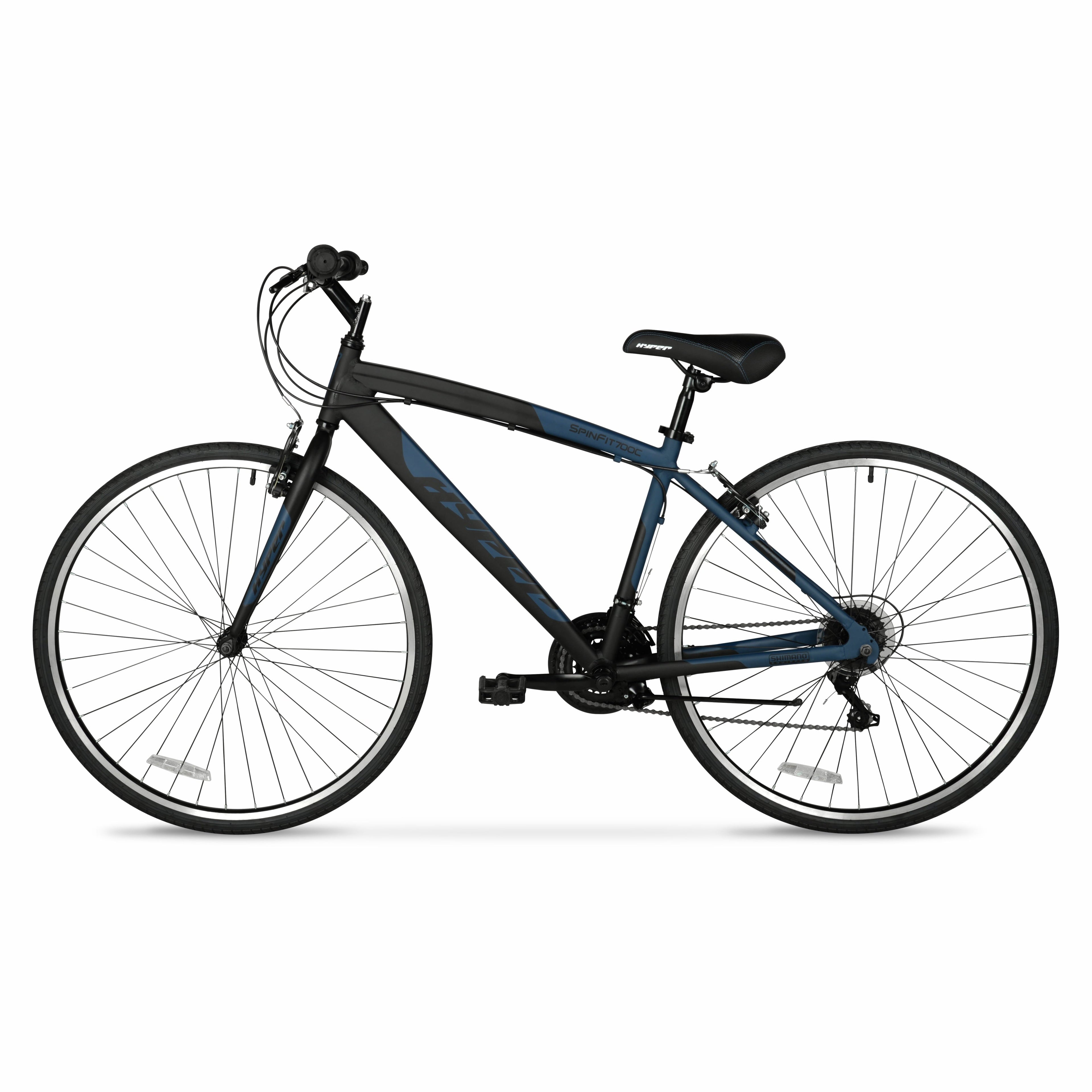 Hyper Bicycles 700c Men's Spin Fit Hybrid Bike, Adults Ages 14+, Black/Blue