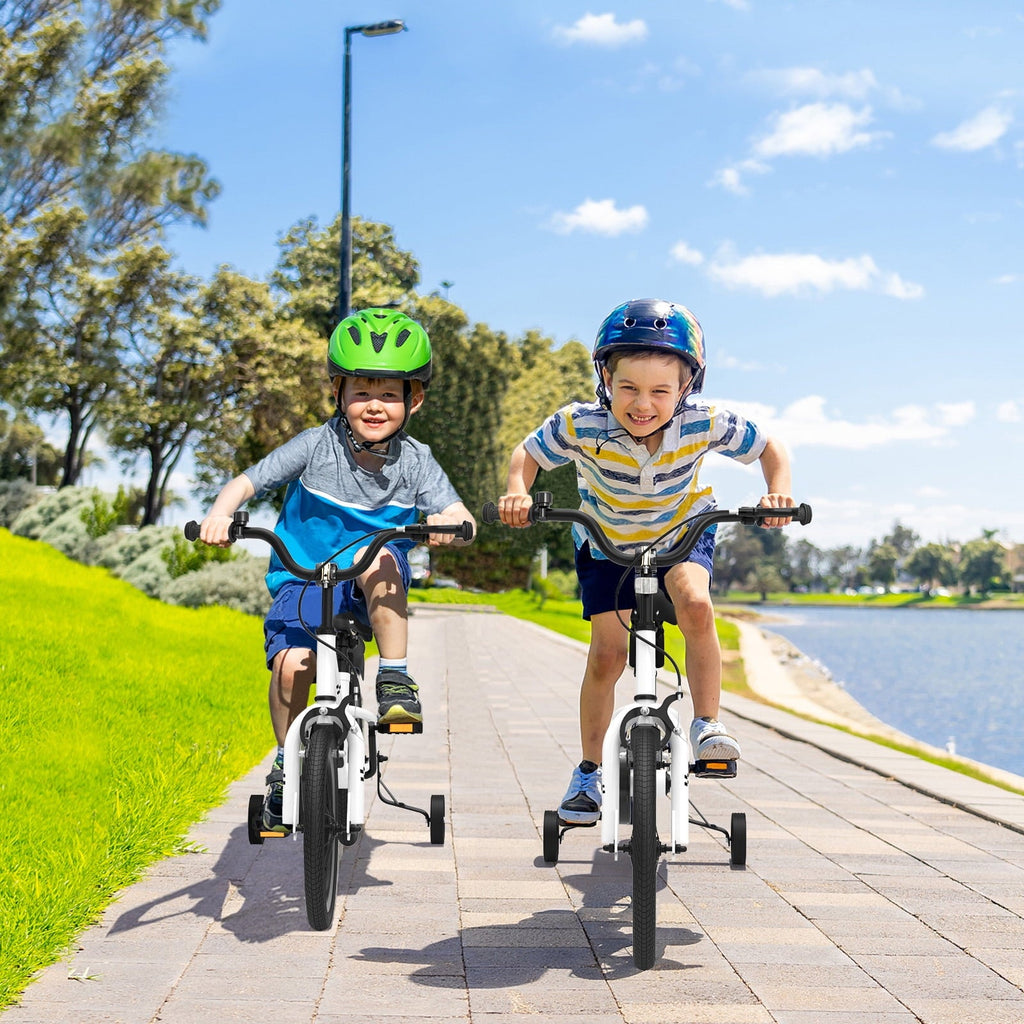 Costway 14'' Kid's Bike with Removable Training Wheels & Basket for 3-5 Years Old Blue