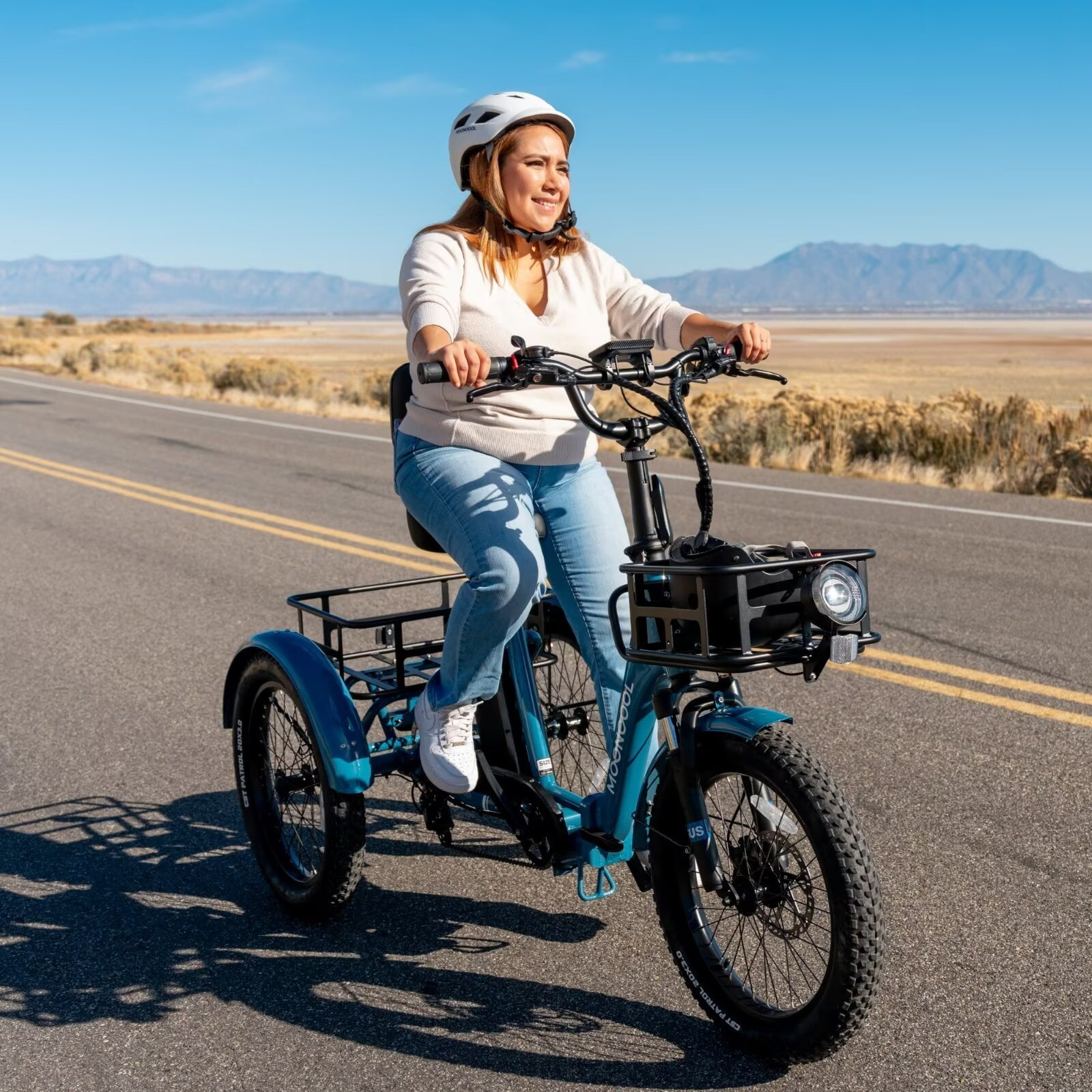 MOONCOOL TK Pro Foldable Electric Tricycle W/ Rearview mirror accessory Kit, 1500W Motor 48V 20Ah Battery, 20 Fat Tire Three Wheel 6-Speed Electric Mountain Bicycle for Adults