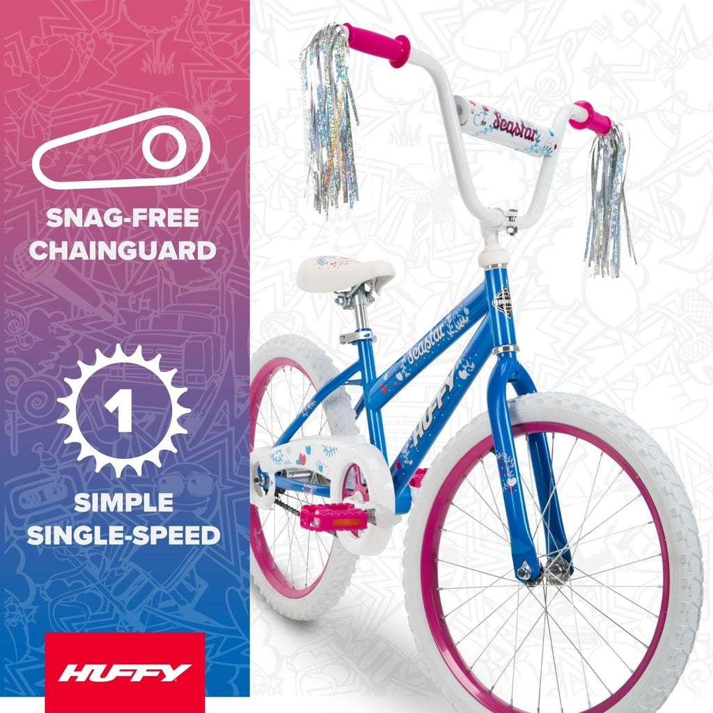 Huffy 20 Sea Star Kids' Bike, Fits Riders 44 - 56, Blue/Pink, Youth, Girls