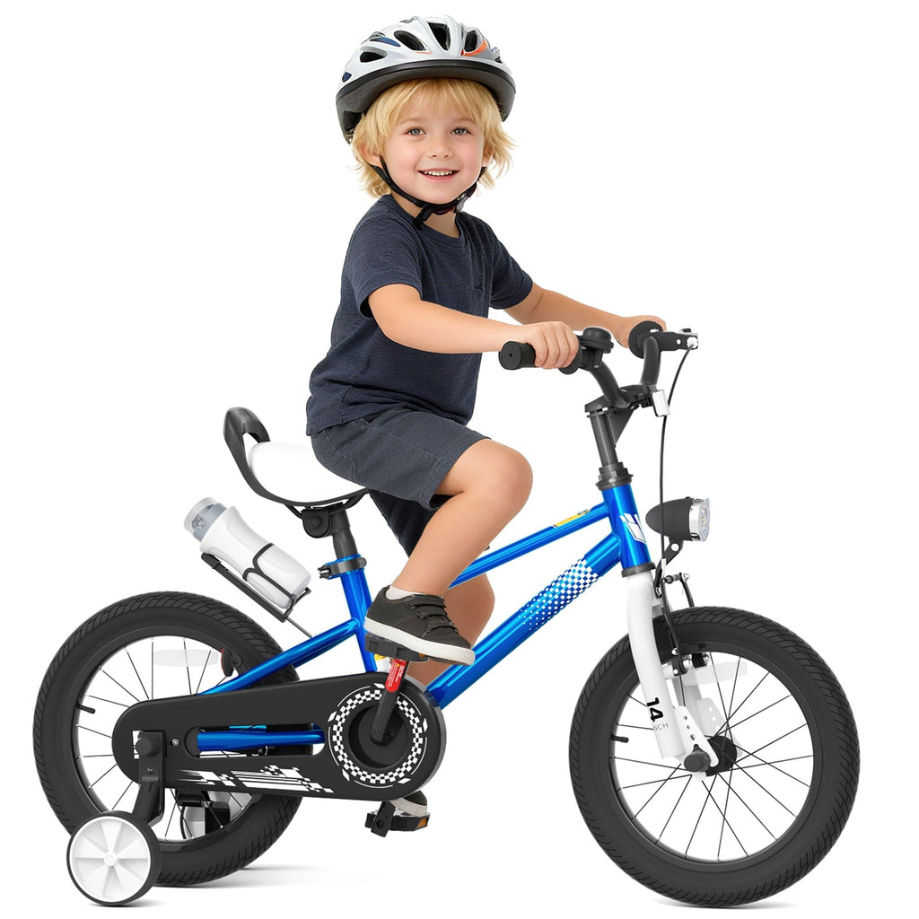 KORIMEFA Kids Bike Boys Bicycle 14 inch for Children Age 4-8 Years Old, Toddler Sport Cycling with Training Wheels, Water Bottle Holder, Blue