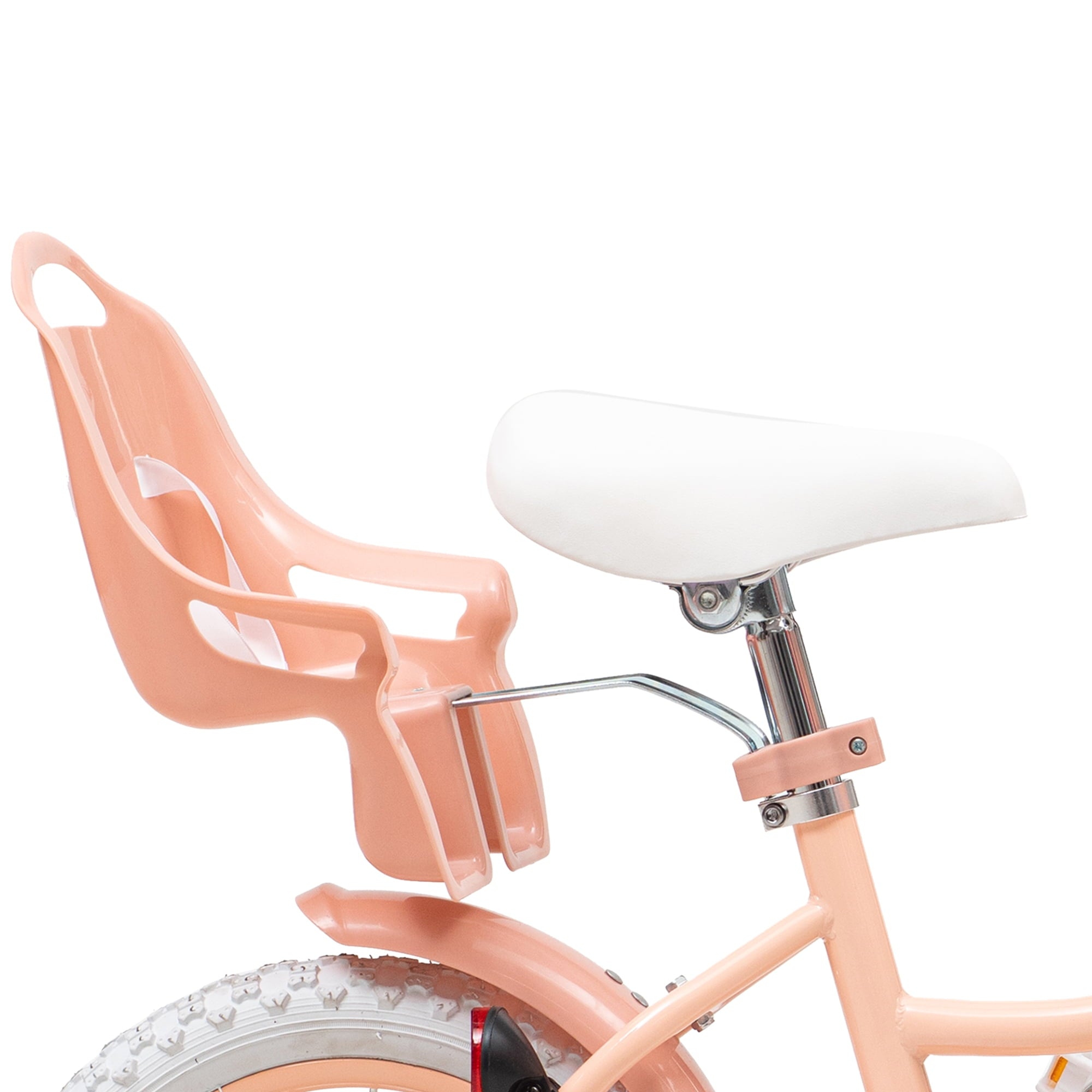 ACEGER 14 Inch Girls Bike with Basket, Training Wheels, Doll Seat, Purple Kids Bicycle for Ages 3-5
