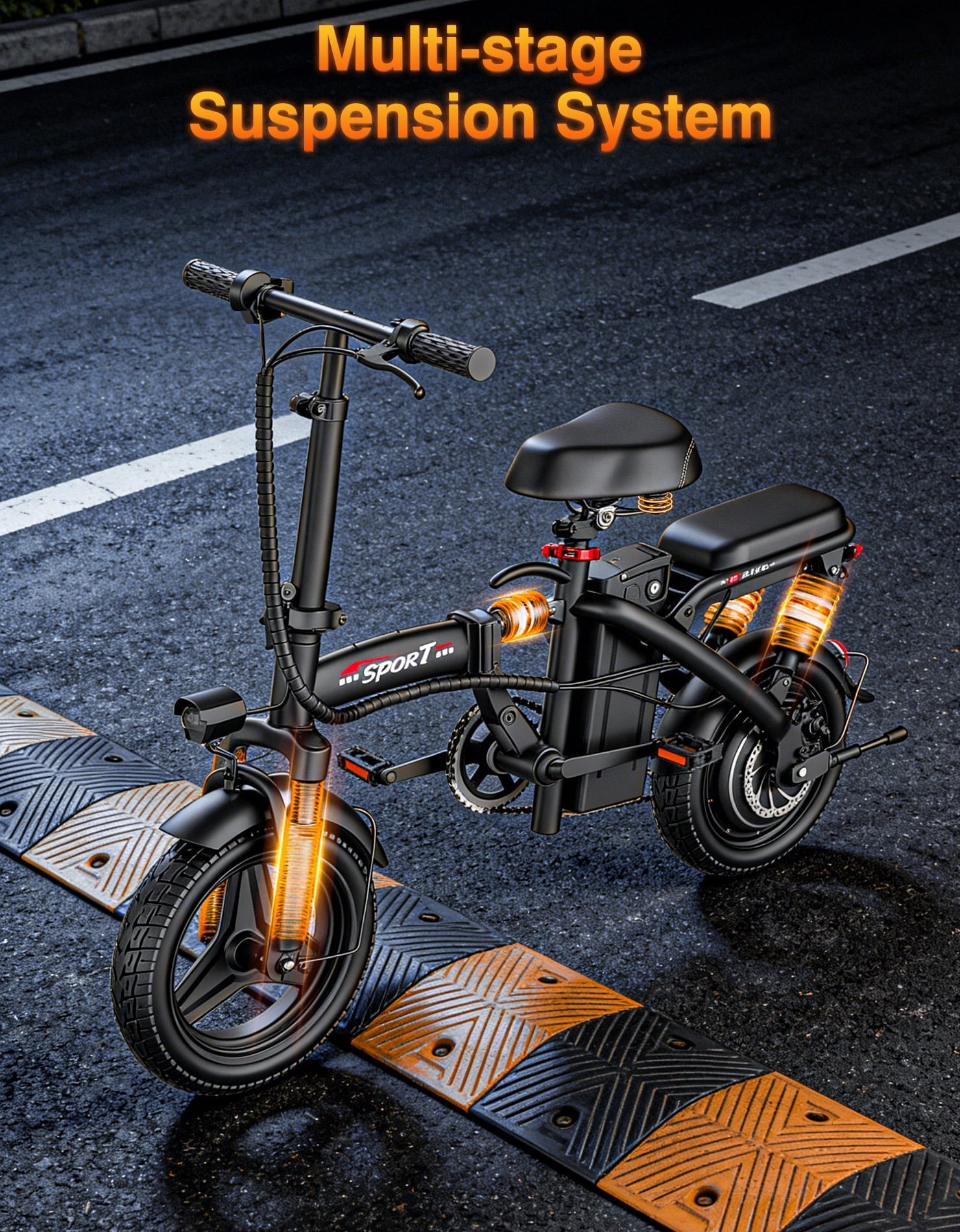 AZHAR 750W Foldable Electric Bike for Adults, 48V 10Ah Removable Battery, 14 Ebike, Electric Mini Bike,The range is 30 miles UL 2849