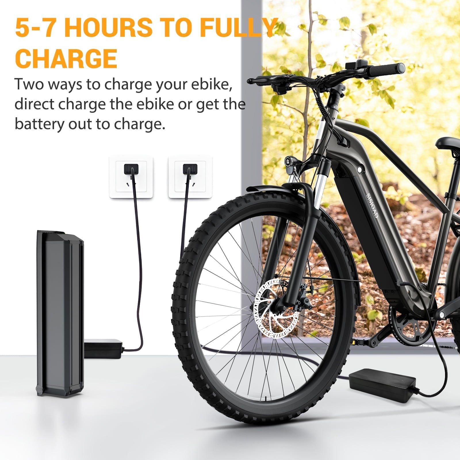 SISIGAD Electric Mountain Bike, 500W Electric Bike for Adults, 7-Speed and Dual Full Suspension, 48V 15Ah 27.5 inches Wheel, White