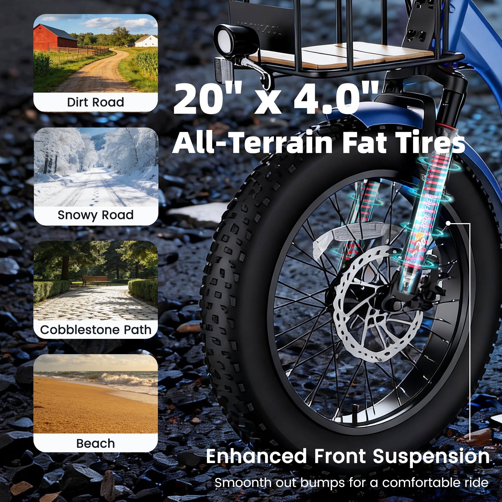 MOONCOOL Folding Electric Tricycle for Adults, 20 x 4 Fat Tire Electric Trike, 48V Peak 1092W  Electric Bicycle, 3 Wheels 7 Speed Ebike w/ 14.5Ah Removable Battery& Speed Differential Mechanism